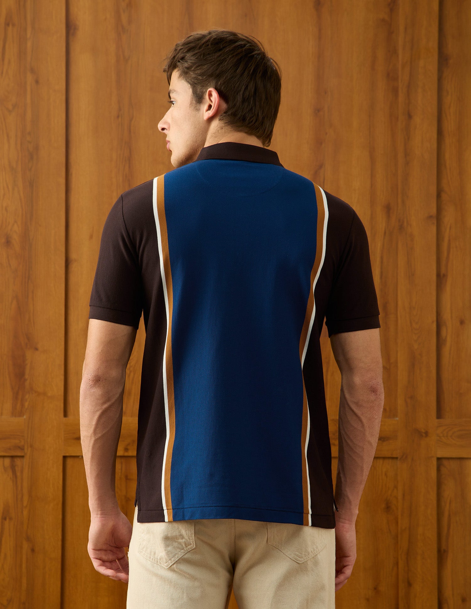 Colourblocked Slim Fit Polo Shirt Brown - U.S. Polo Assn. India | Large
