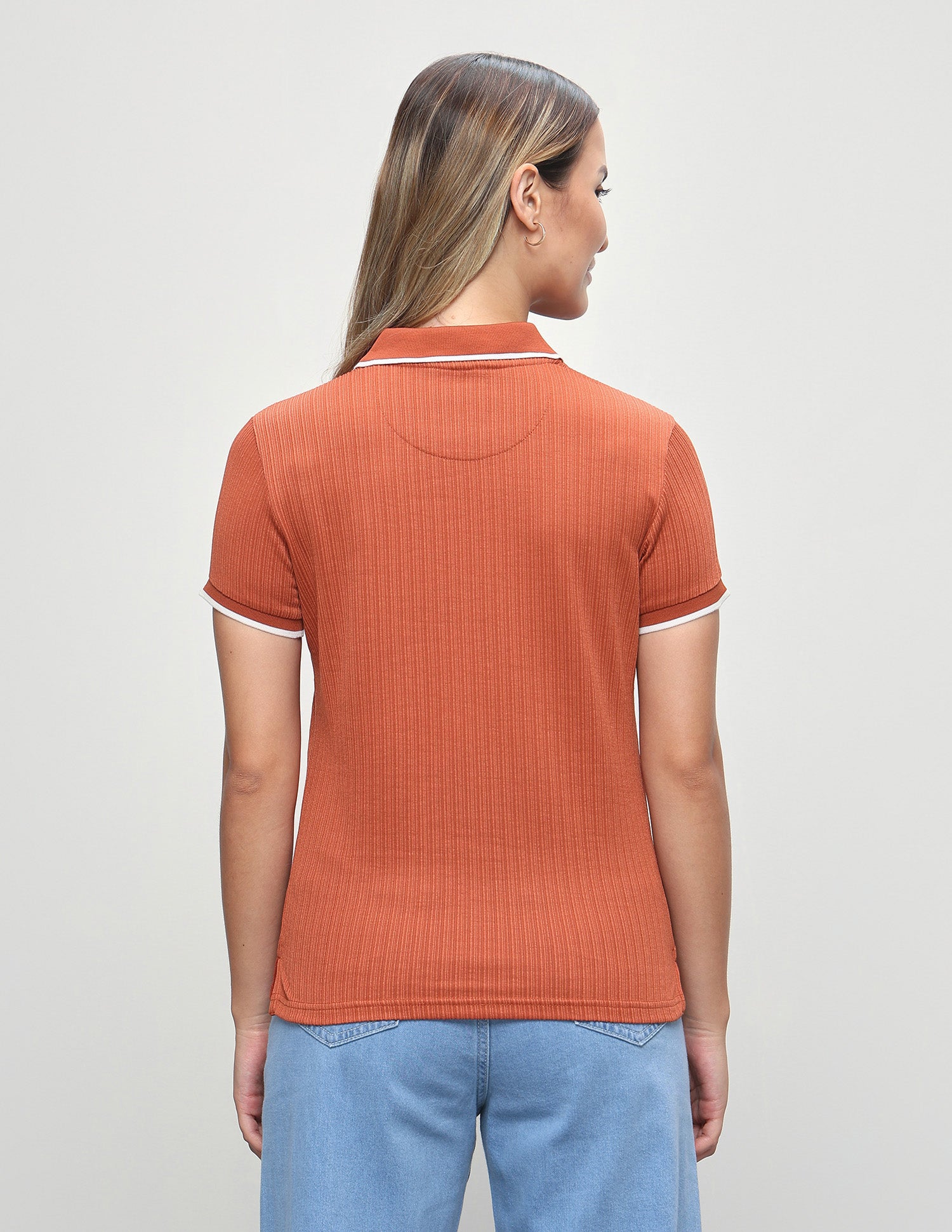 Textured Vertical Striped Regular Fit Polo Shirt Rust - U.S. Polo Assn. India | Large