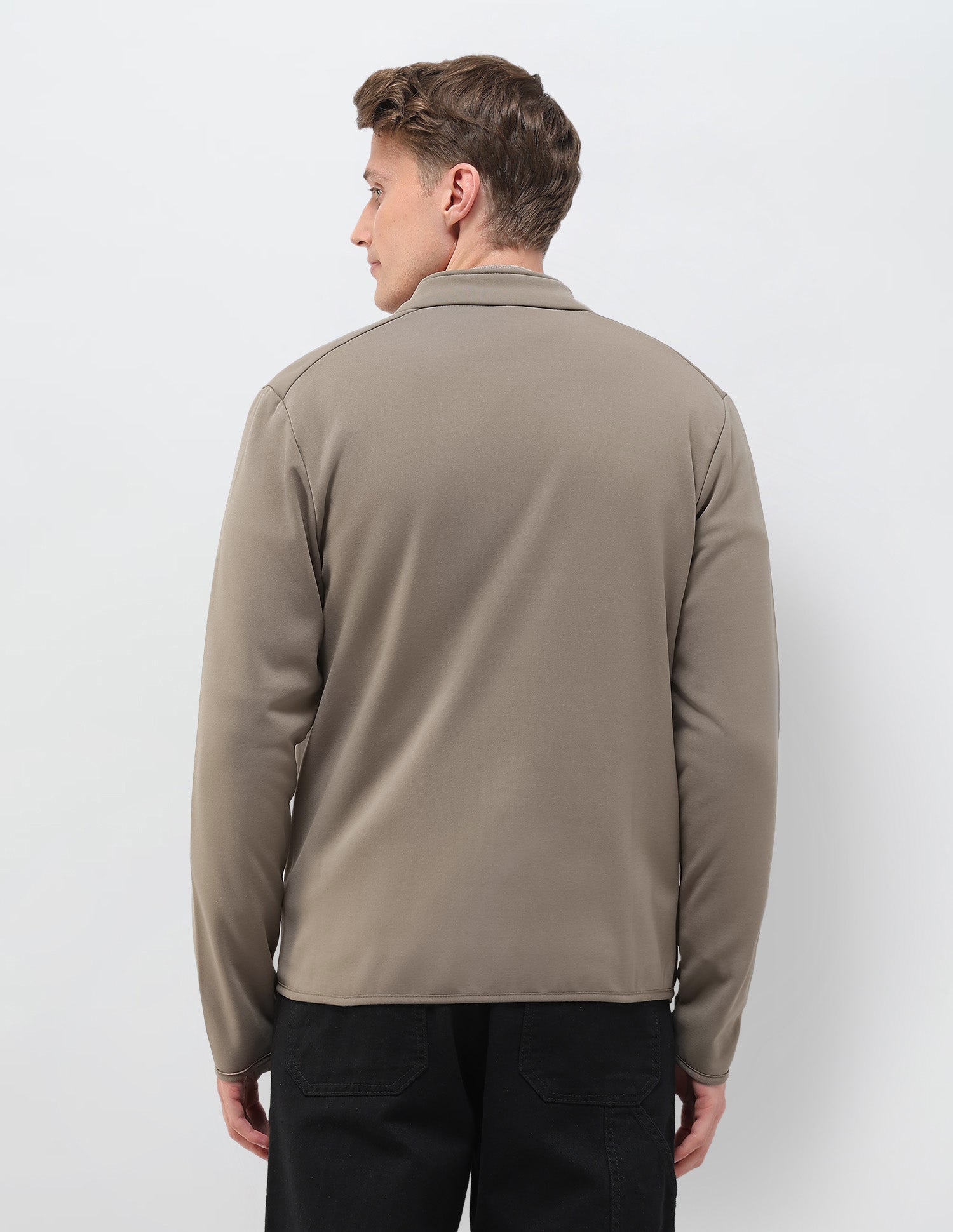 Solid Regular Fit Zipper Sweatshirt Light Brown - U.S. POLO ASSN. | Large