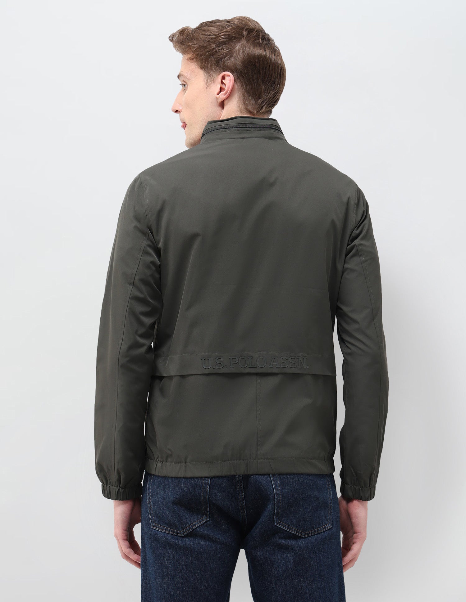 Regular Fit Solid Packable Hood Jacket Dark Olive - U.S. Polo Assn. India | Large