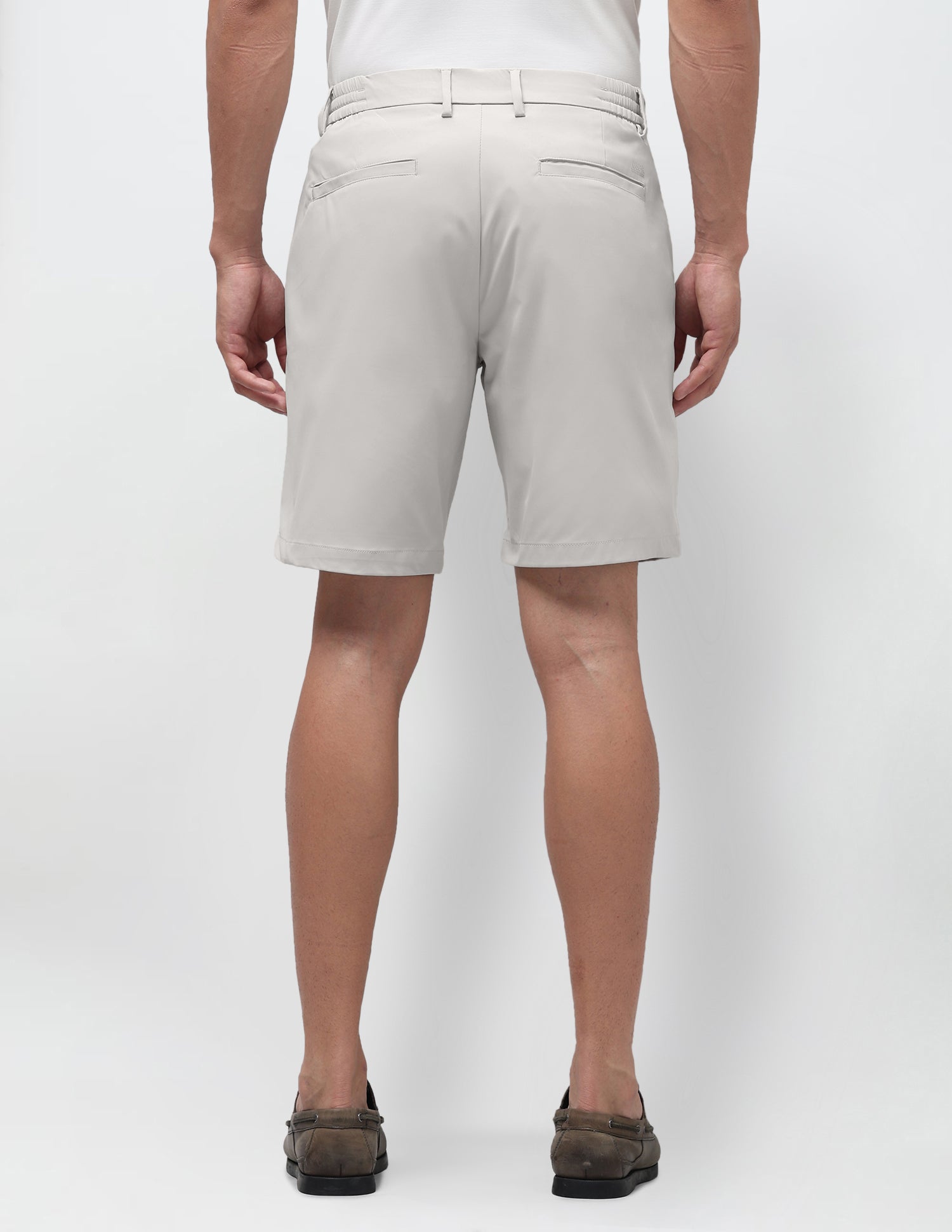 Mid Rise Solid Shorts Light Grey Melang - U.S. Polo Assn. India | Large
