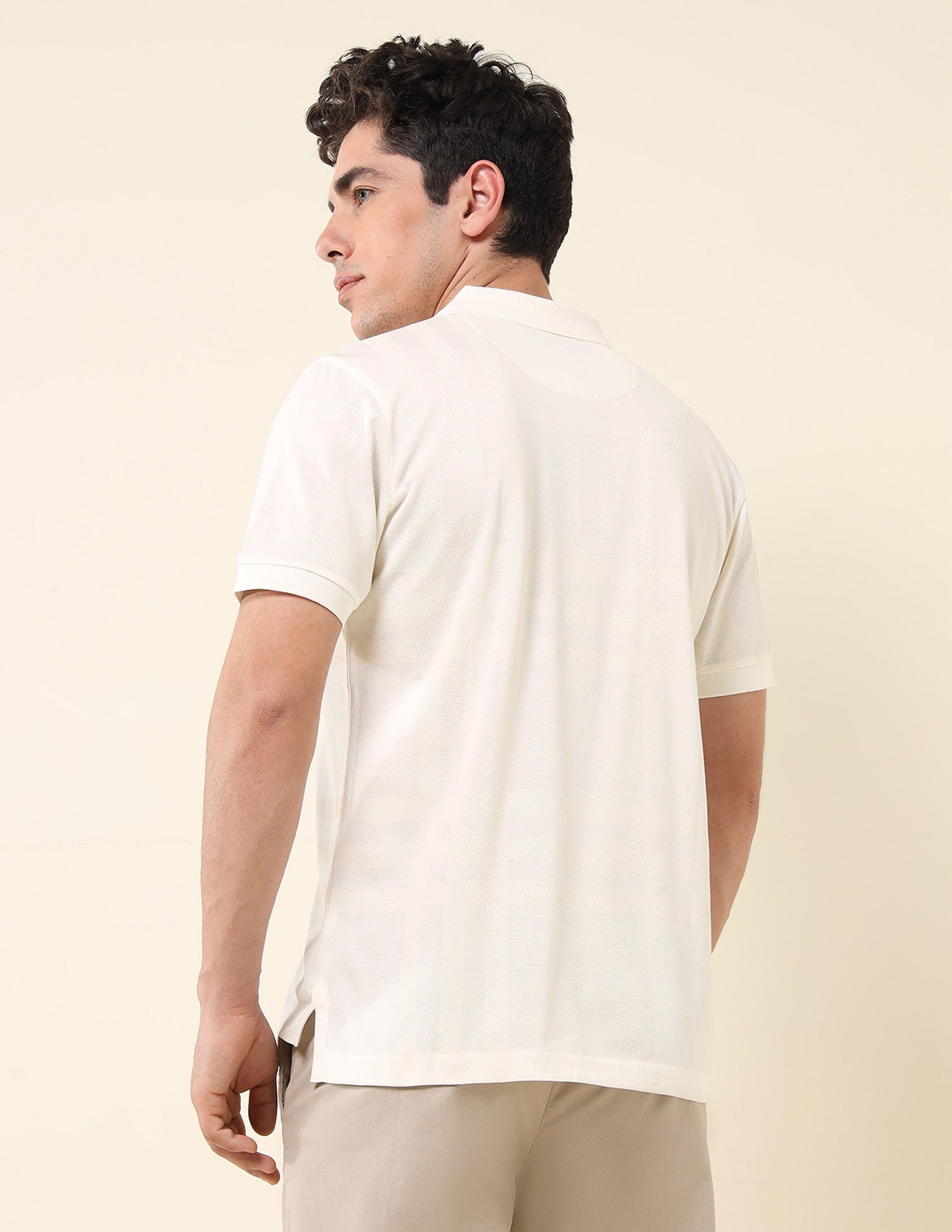 Textured Varsity Polo Shirt Off White - U.S. Polo Assn. India | Large