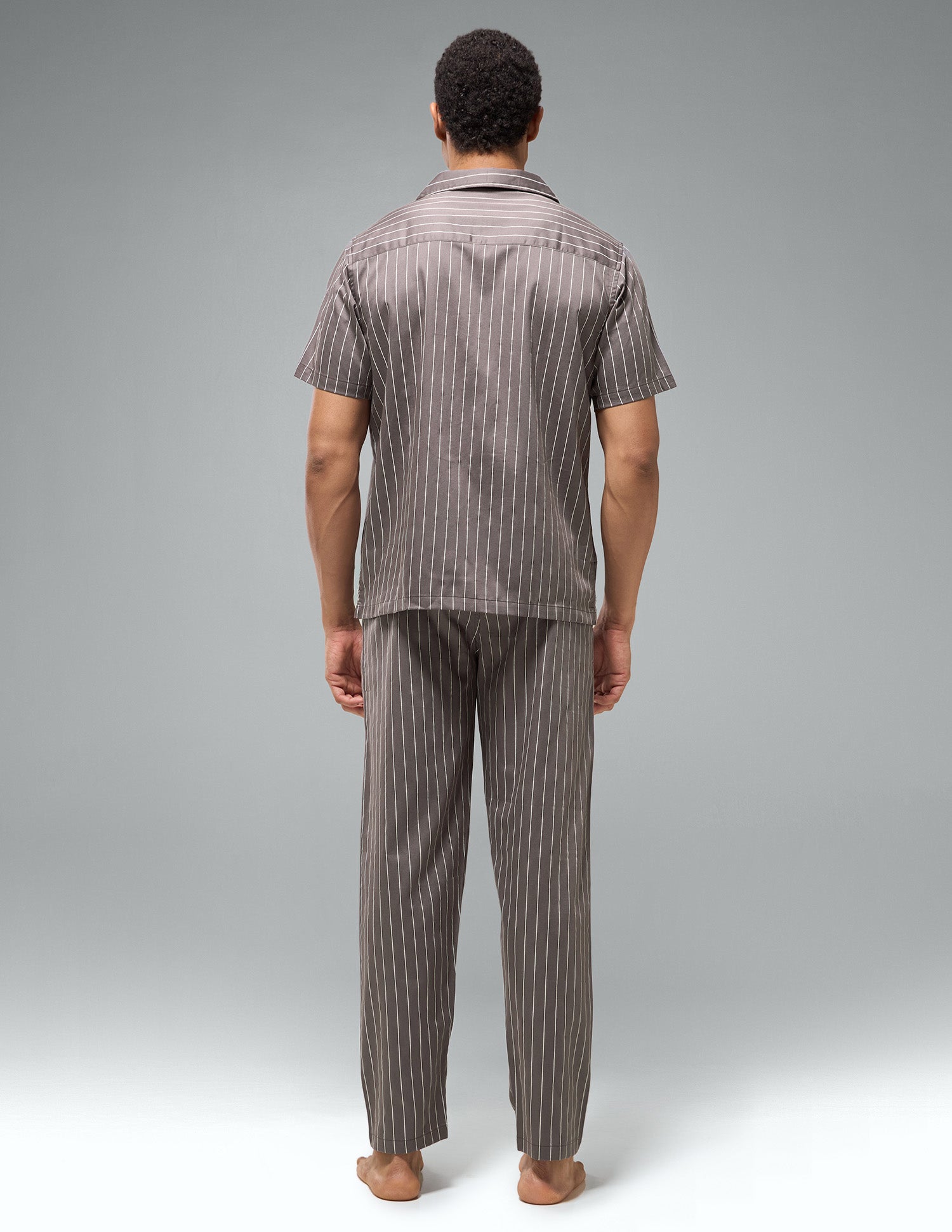 Pure Cotton Striped OESS03 Sleep Set Dark Brown - U.S. Polo Assn. India | Large
