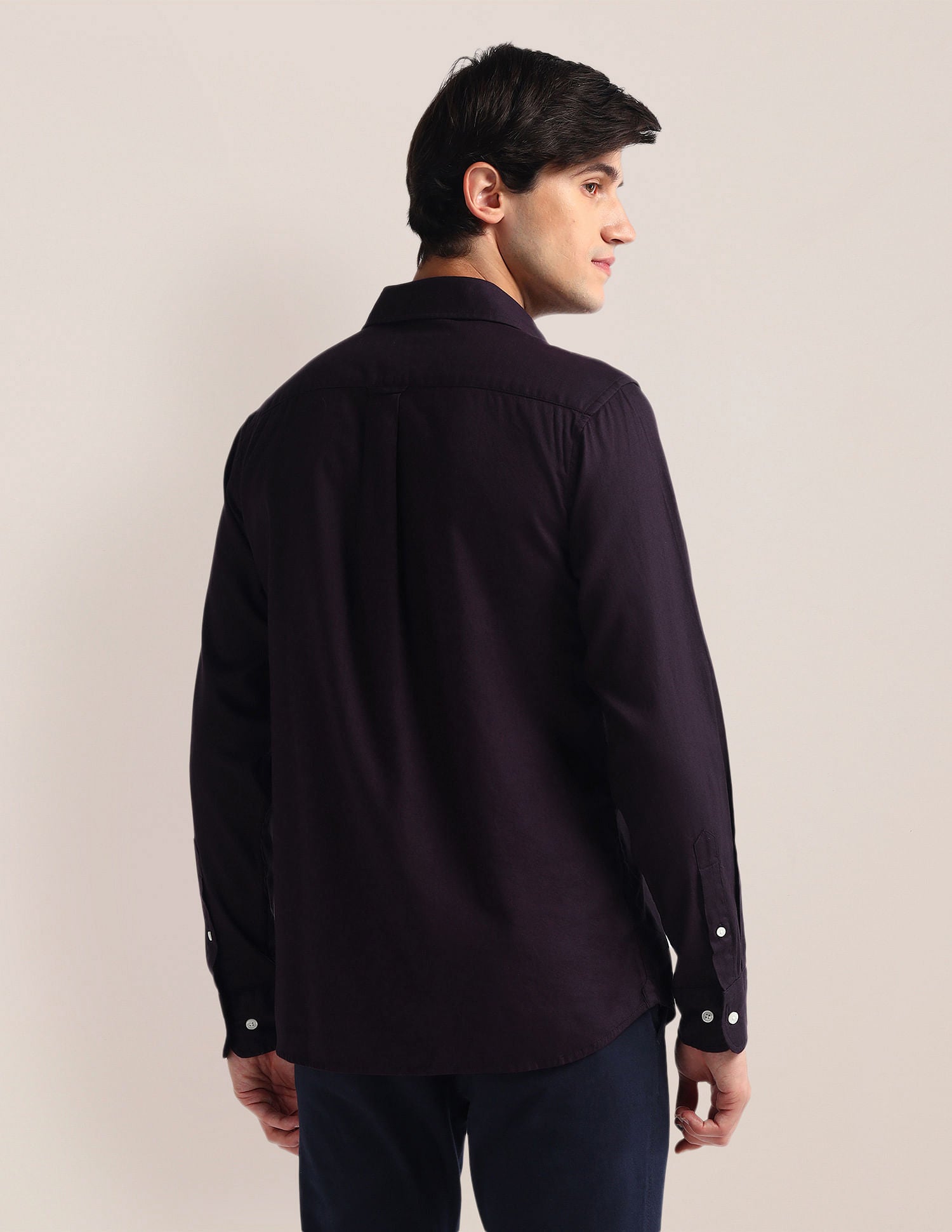 Tailored Fit Pure Cotton Shirt Wine - U.S. Polo Assn. India | Large
