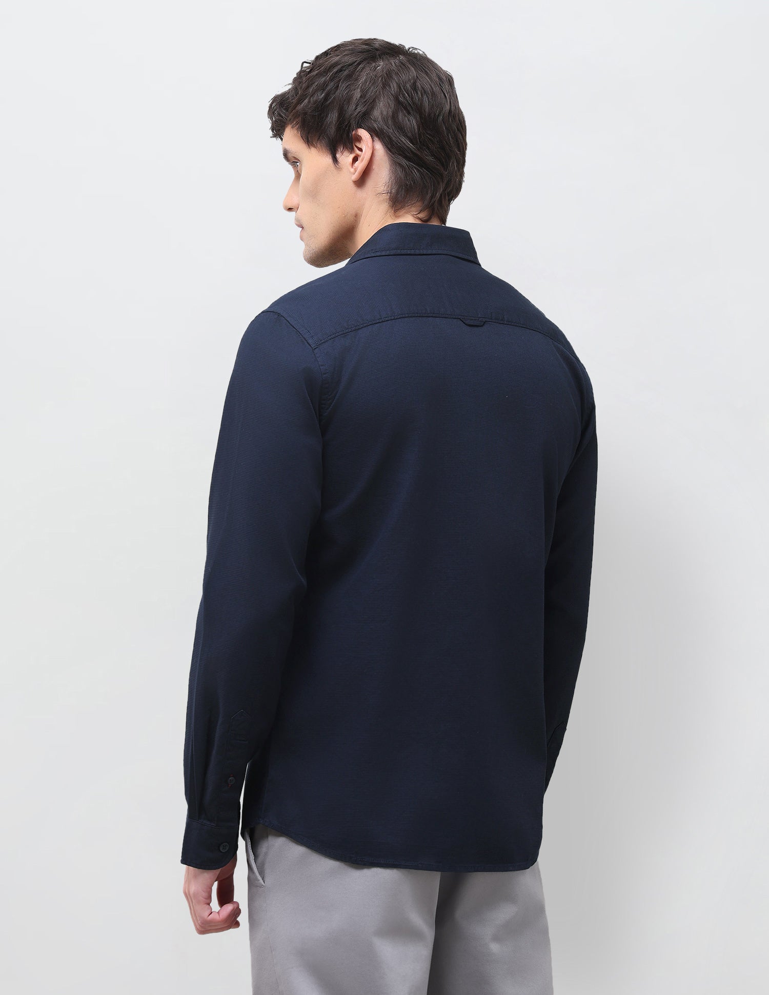 Textured Regular Fit Shirt Navy - U.S. Polo Assn. India | Large