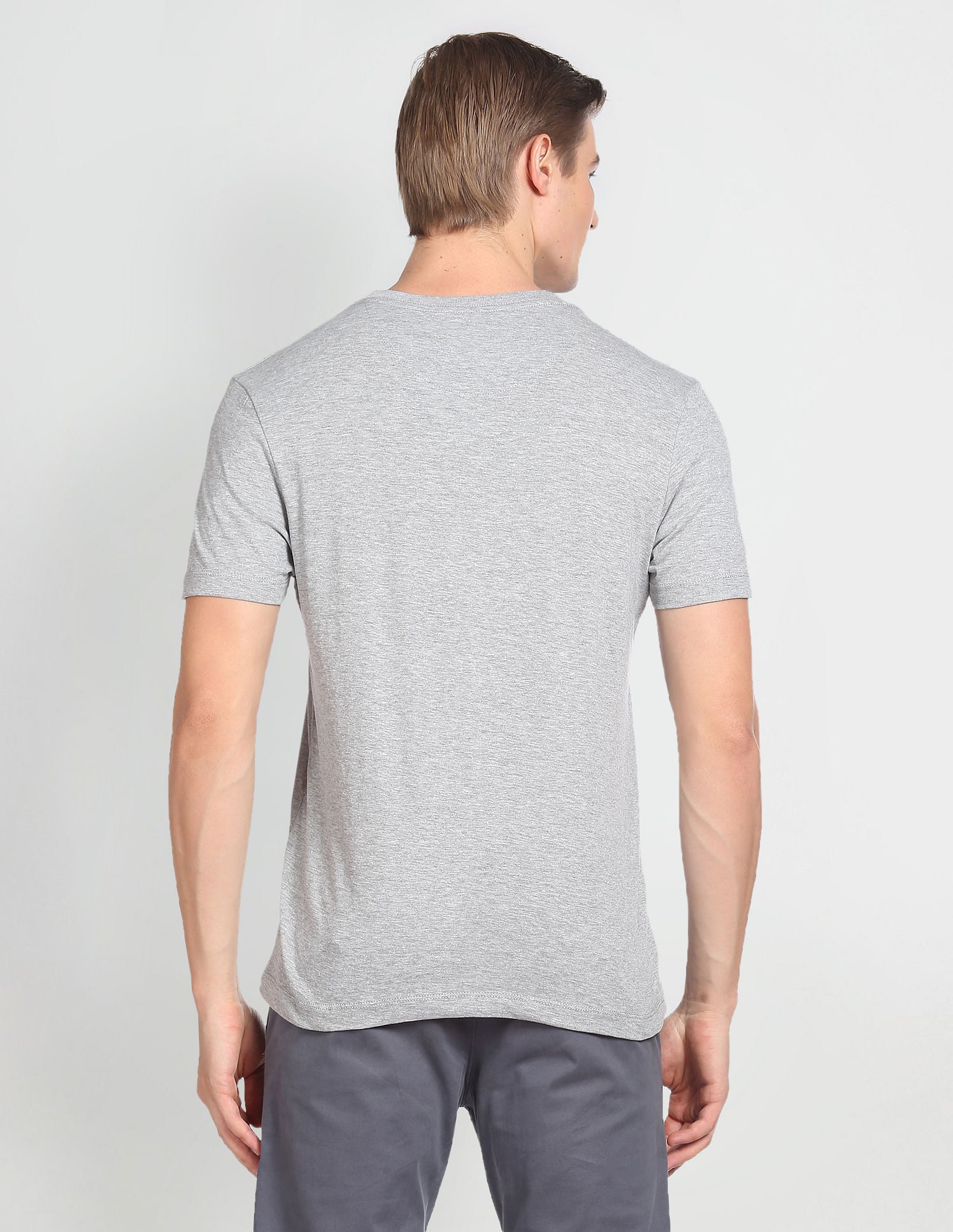 Crew Neck Short Sleeve Brand Print T-Shirt Grey - U.S. Polo Assn. India | Large