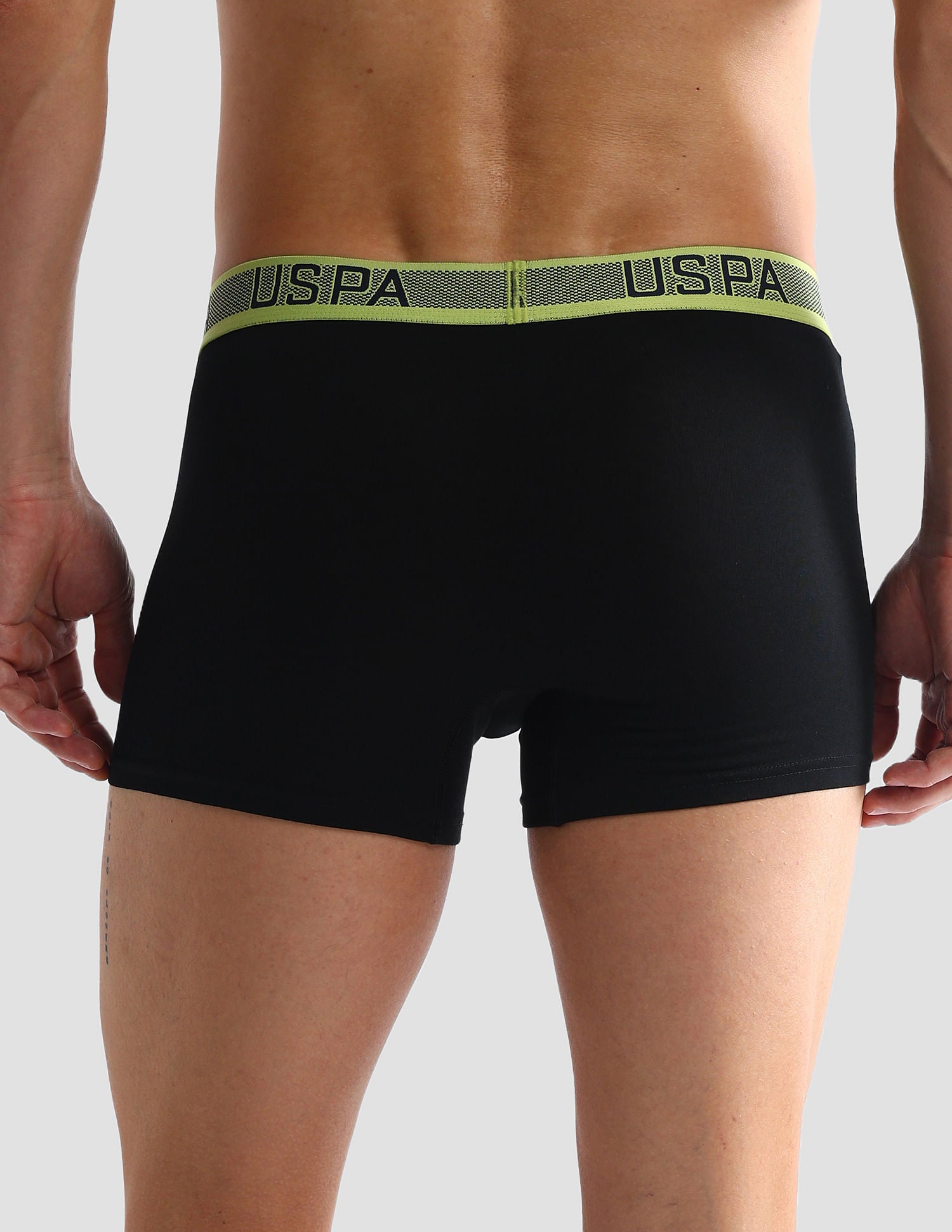 Contrast Waist Cotton Stretch OET04 Trunks - Pack Of 1 Black - U.S. POLO ASSN. | Large