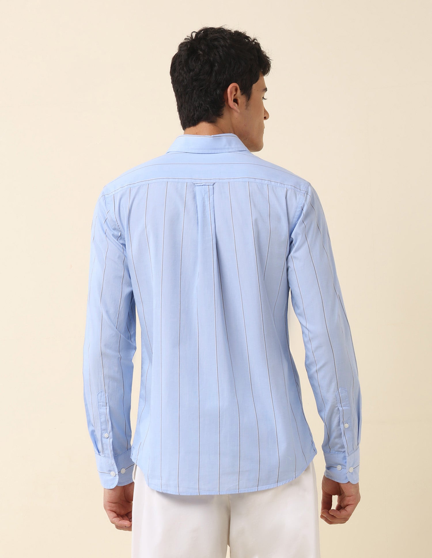 Tailored Fit Vertical Striped Shirt Light Blue - U.S. Polo Assn. India | Large