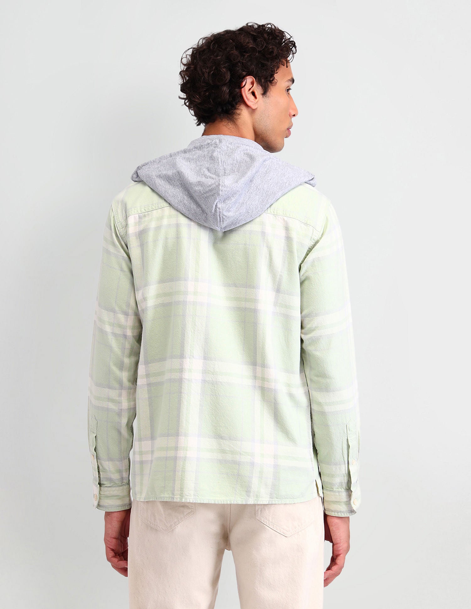 Manhattan Slim Fit Checked Shirt Light Green - U.S. Polo Assn. India | Large