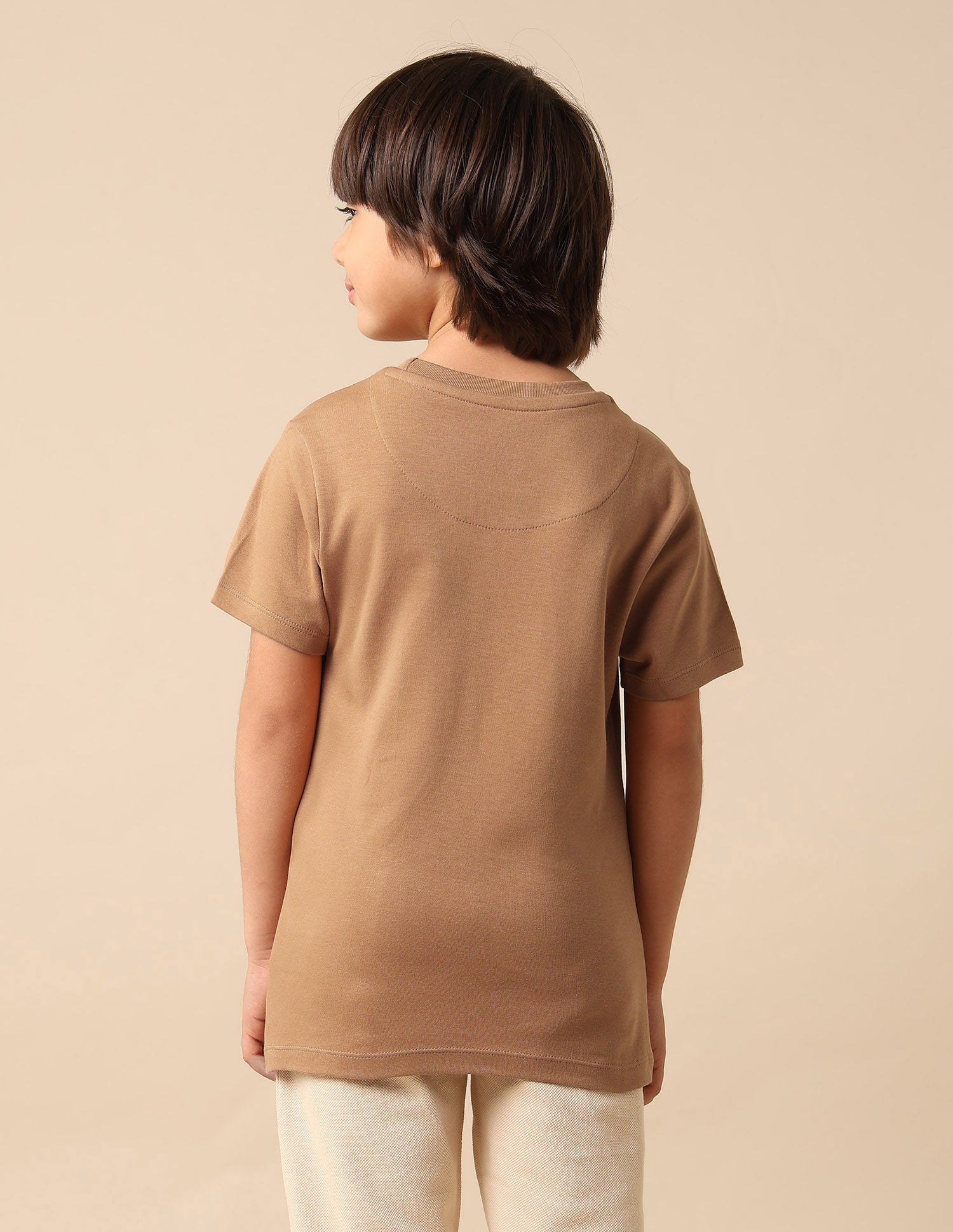 Boys Pure Cotton Brand Printed T Shirt Light Brown - U.S. POLO ASSN. | Large