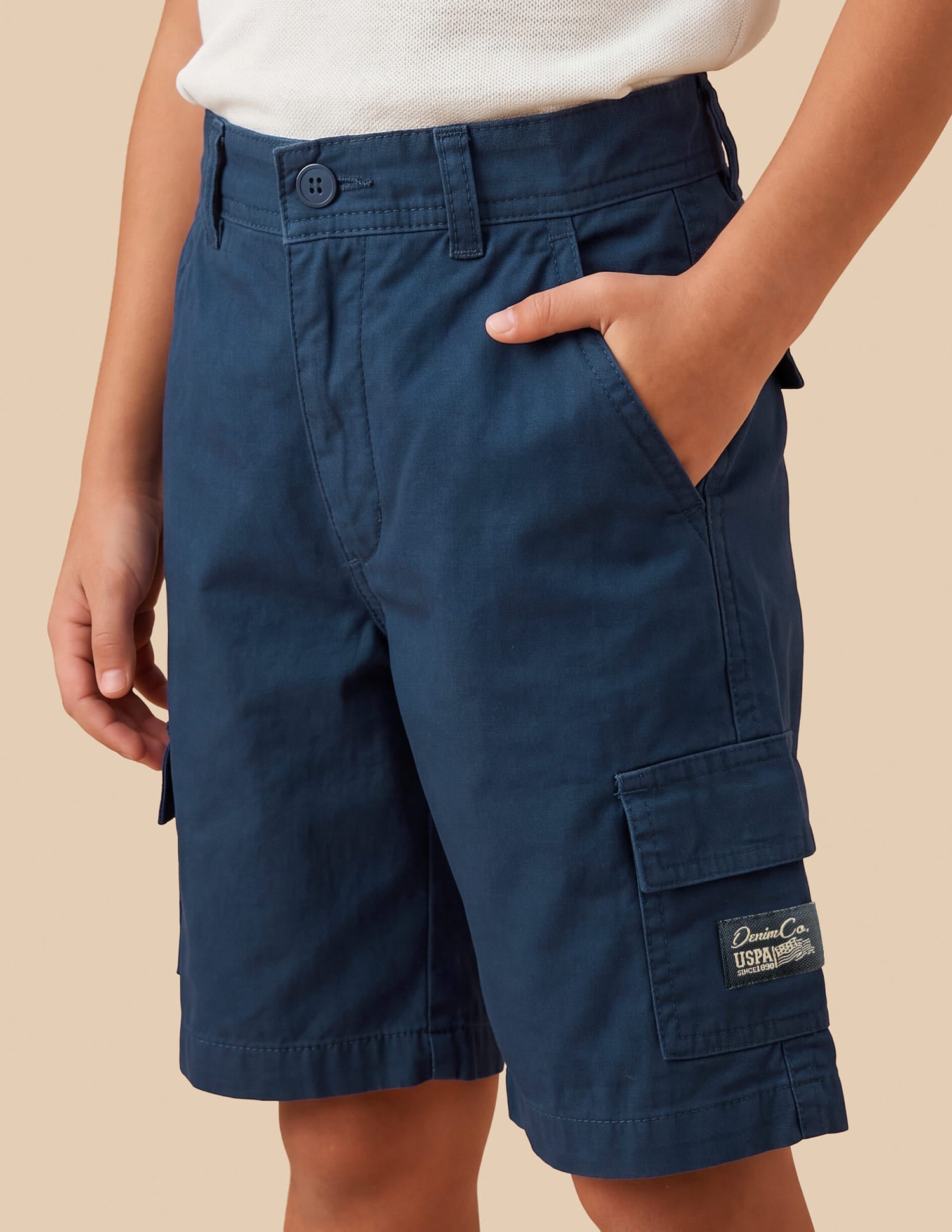Solid Relaxed Fit Cargo Shorts Blue - U.S. Polo Assn. India | Large