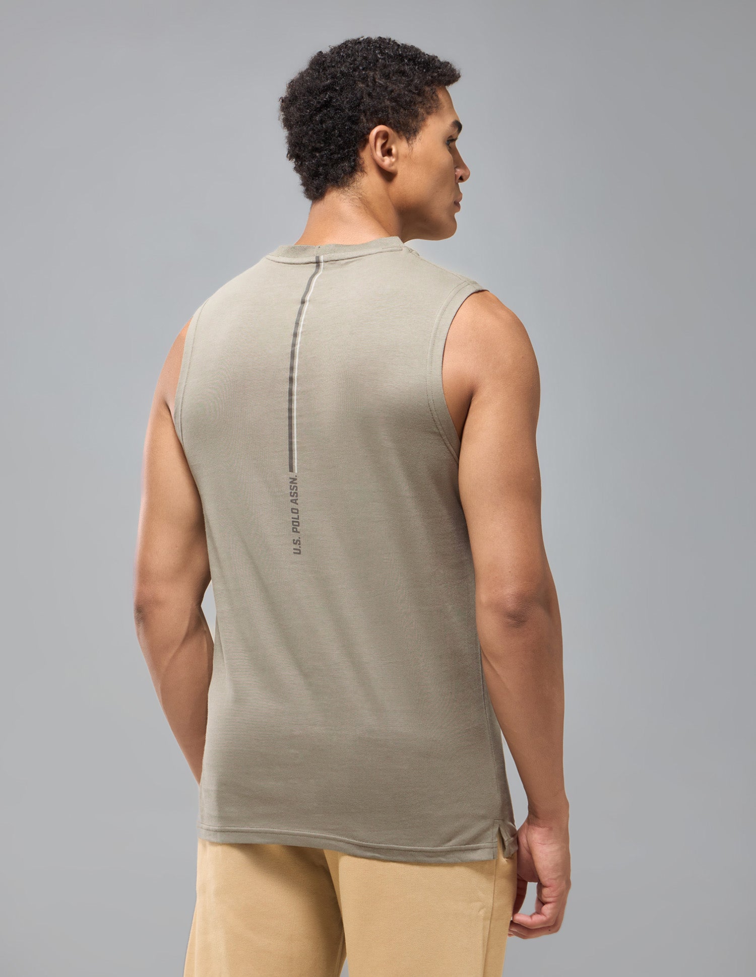 Pure Cotton Breathable OEV12 Gym Vest Timber Wolf - U.S. Polo Assn. India | Large