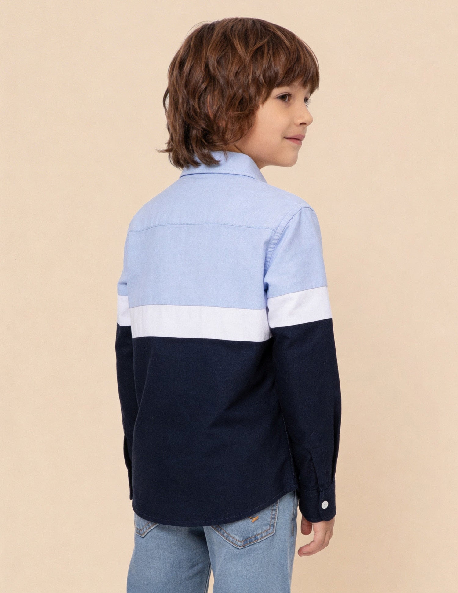 Colorblocked Brand Embroidered Oxford Shirt Light Blue - U.S. Polo Assn. India | Large