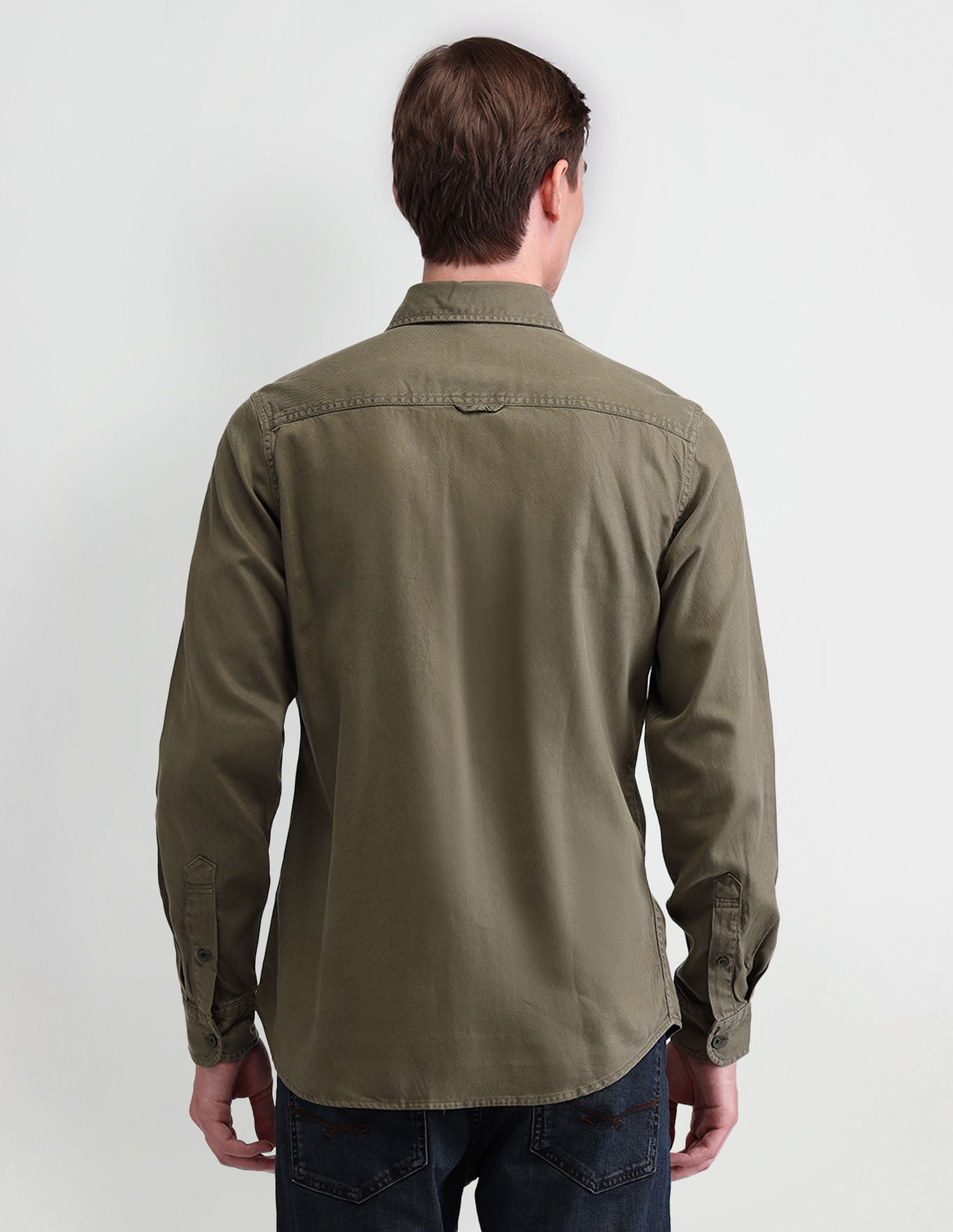 Slim Fit Corduroy Shirt Dk-Olive - U.S. Polo Assn. India | Large