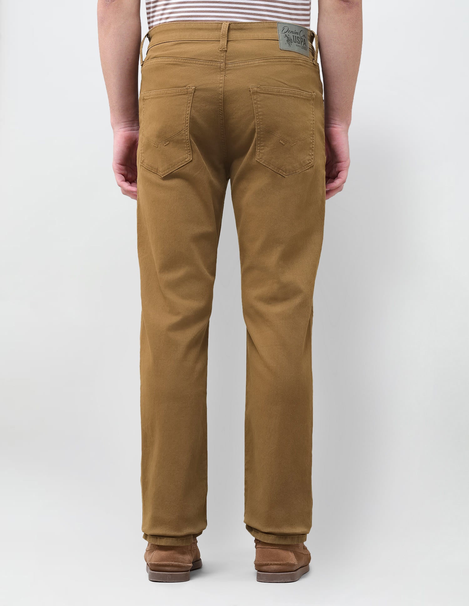 Solid Slim Straight Fit Jeans Beige - U.S. Polo Assn. India | Large