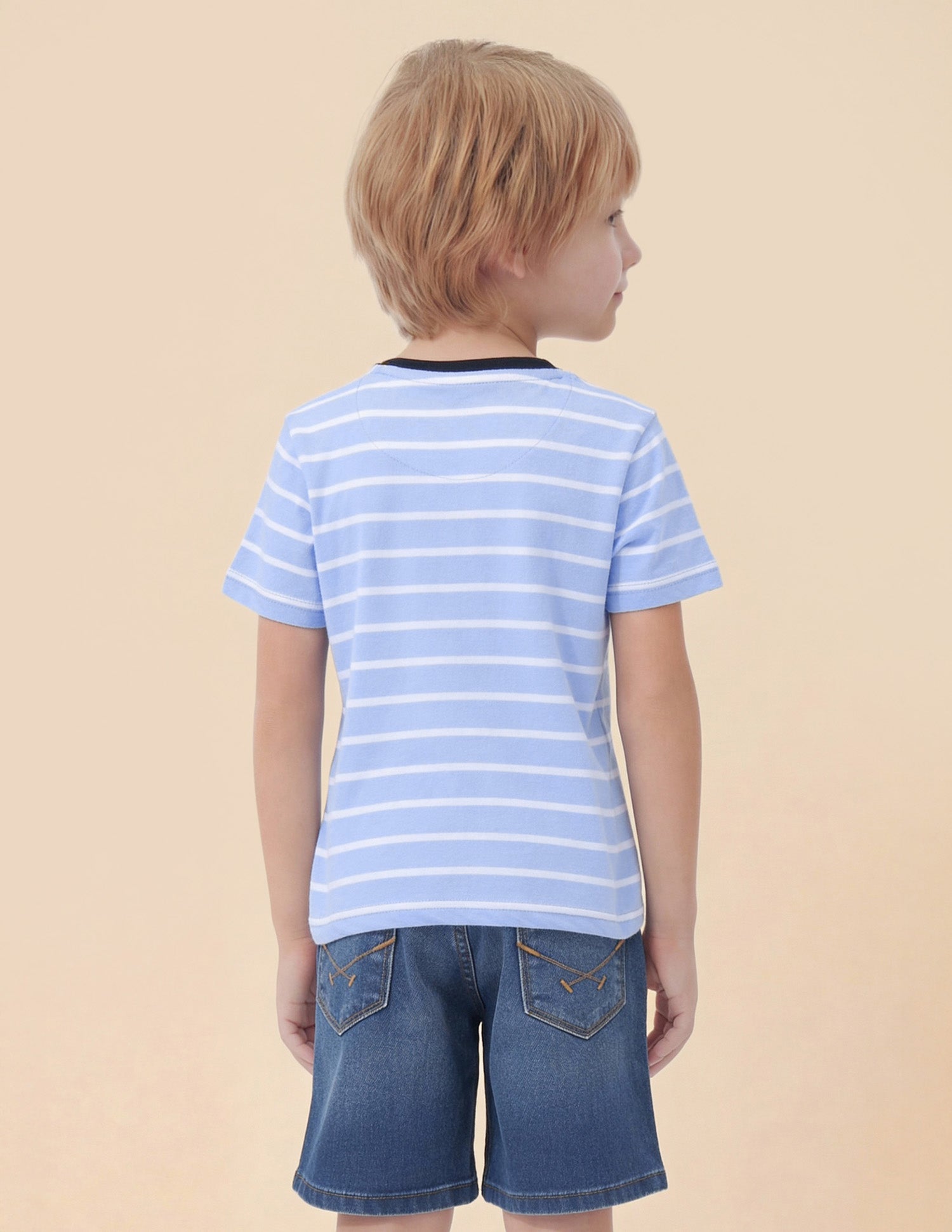 Boys Horizontal Striped T-Shirt Light Blue - U.S. Polo Assn. India | Large