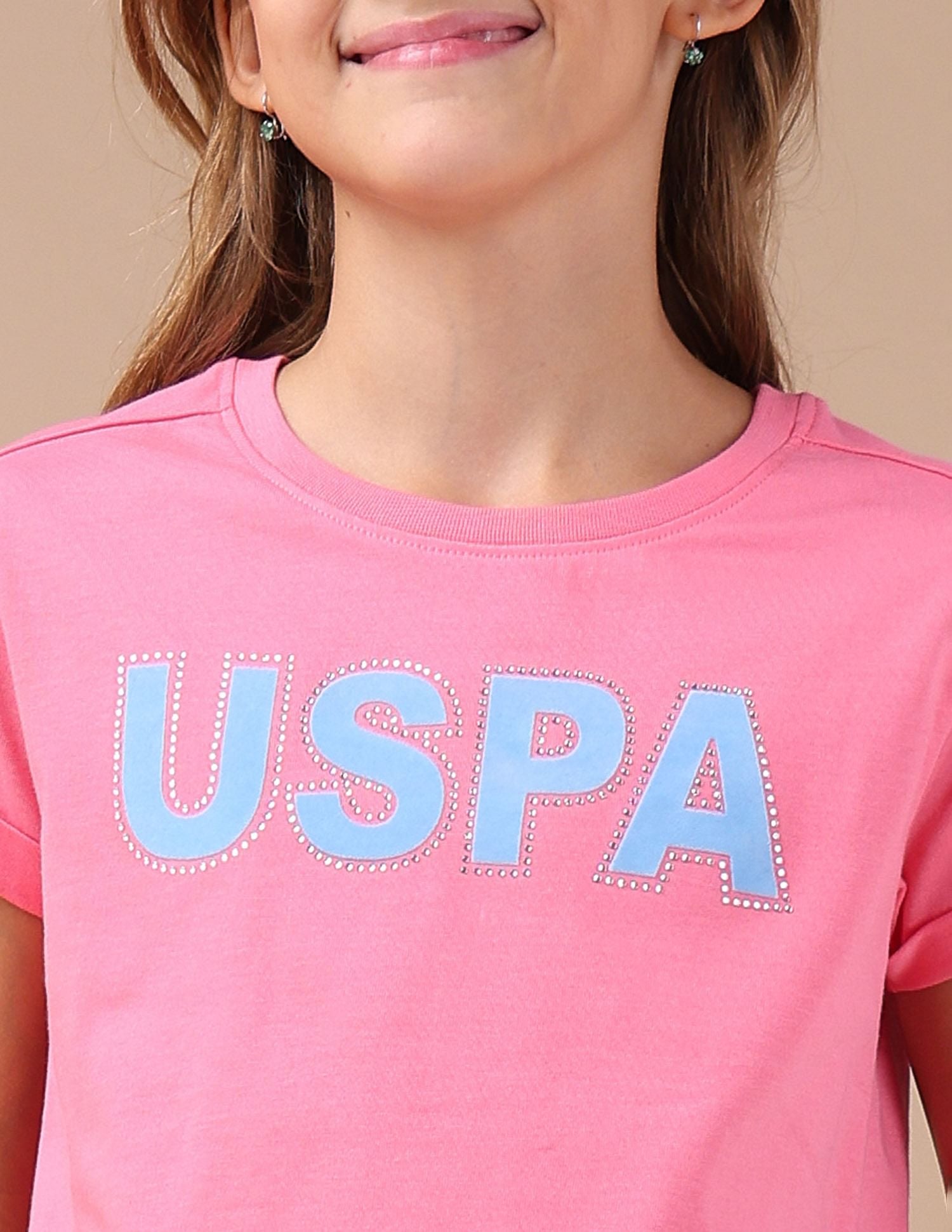 Girls Flock Print Relaxed Fit T-Shirt Pink - U.S. POLO ASSN. | Large