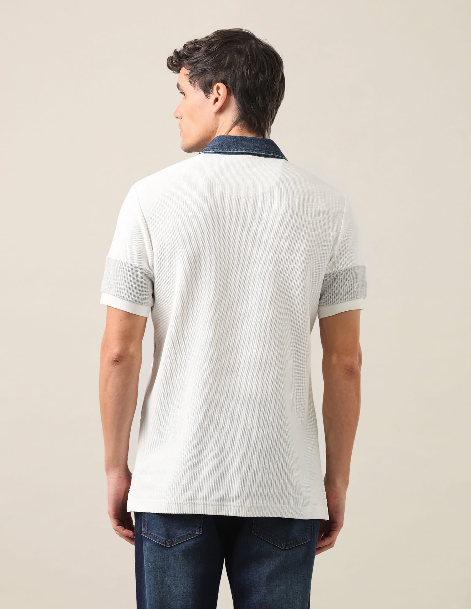 Colourblocked Slim Fit Polo Shirt Ivory - U.S. Polo Assn. India | Large