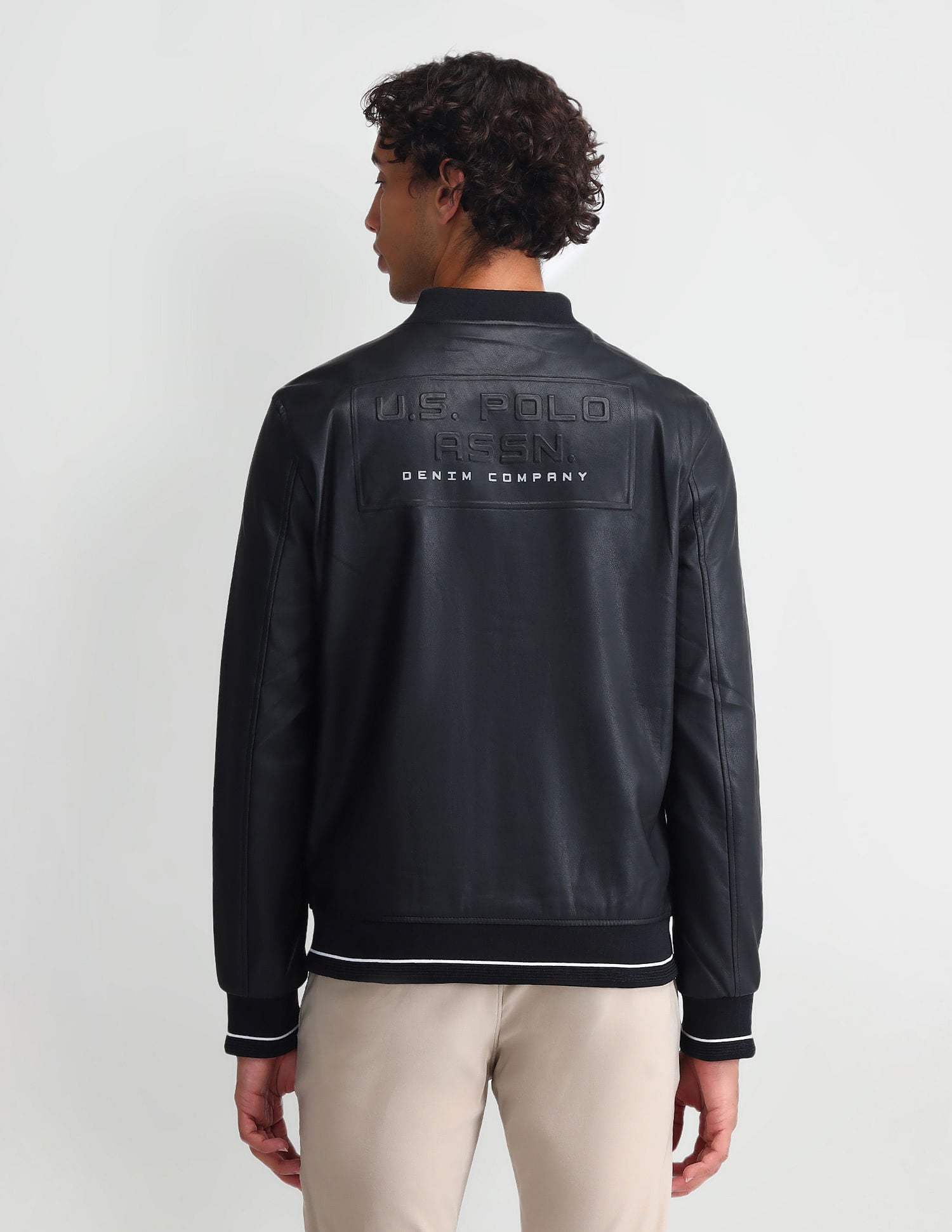 Embossed Branded Bomber Jacket Black - U.S. Polo Assn. India | Large