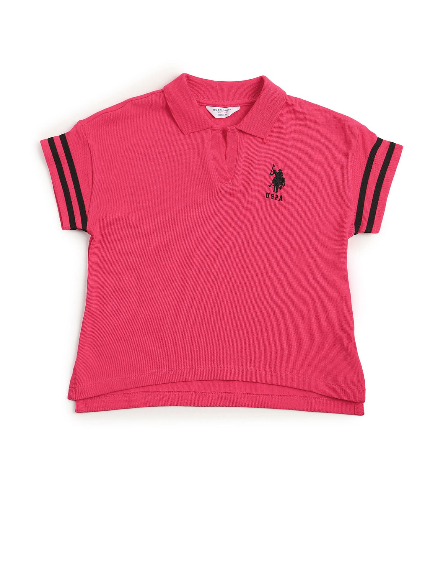 Girls Striped Polo Shirt Rouge Pink - U.S. Polo Assn. India | Large