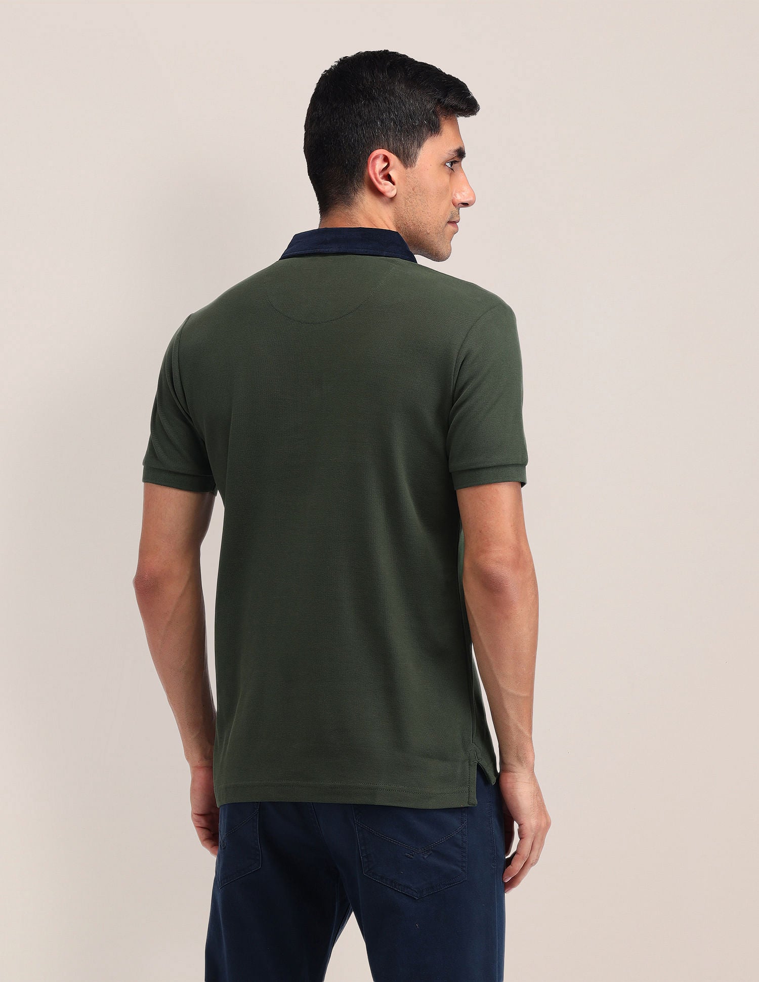 Slim Fit Solid Polo Shirt Olive - U.S. Polo Assn. India | Large