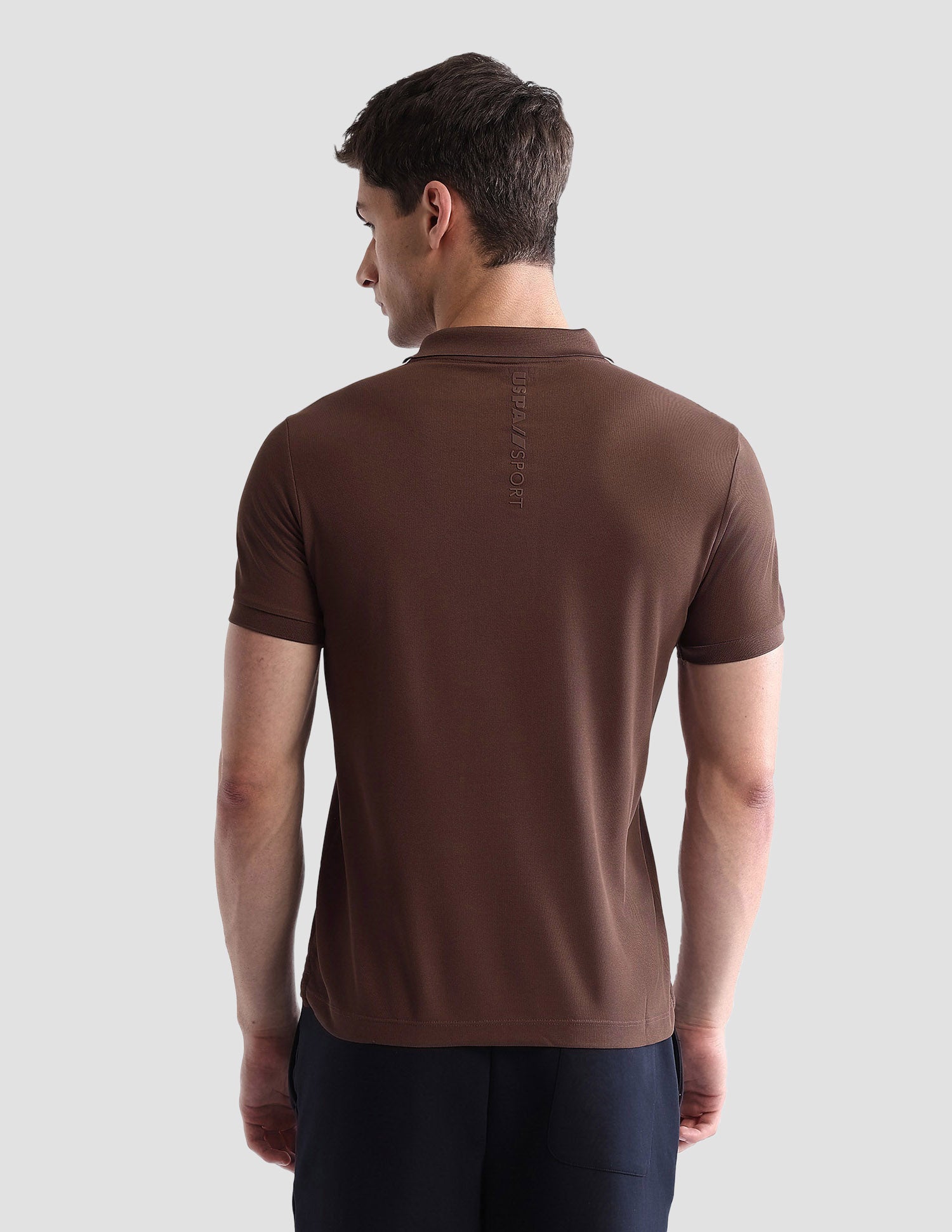 Solid Regular Fit Active Polo Shirt Brown - U.S. POLO ASSN. | Large