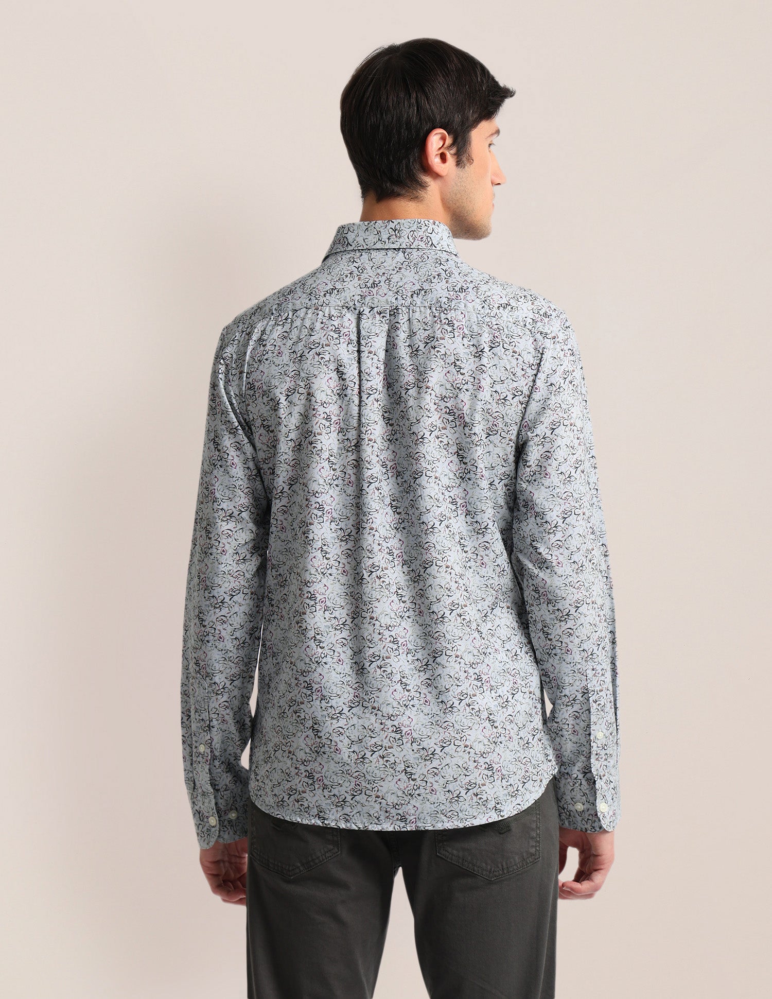 Floral Print Twill Shirt Light Grey - U.S. Polo Assn. India | Large