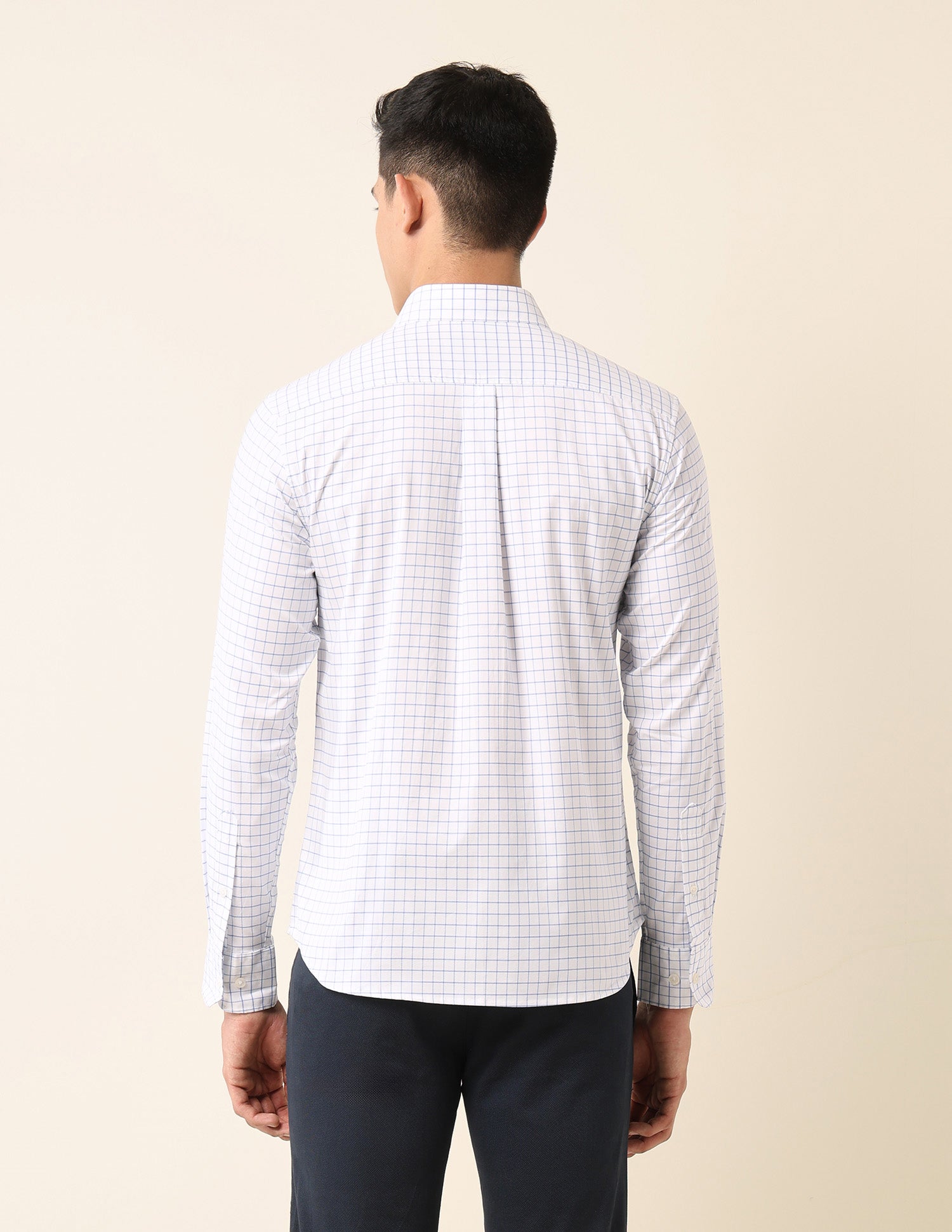 Tailored Fit Graph Checked Shirt Blue - U.S. Polo Assn. India | Large