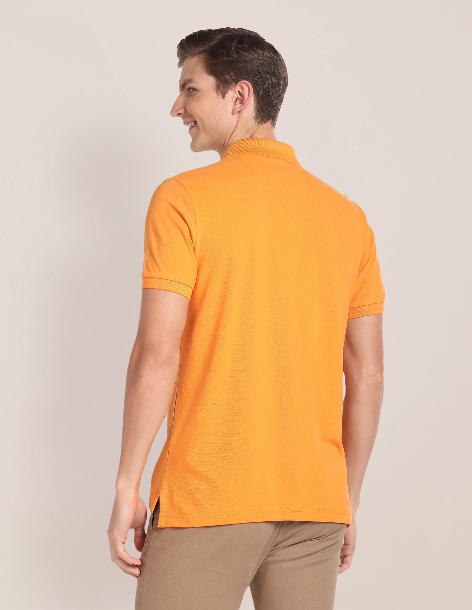 Pique Solid Polo Shirt Orange - U.S. Polo Assn. India | Large