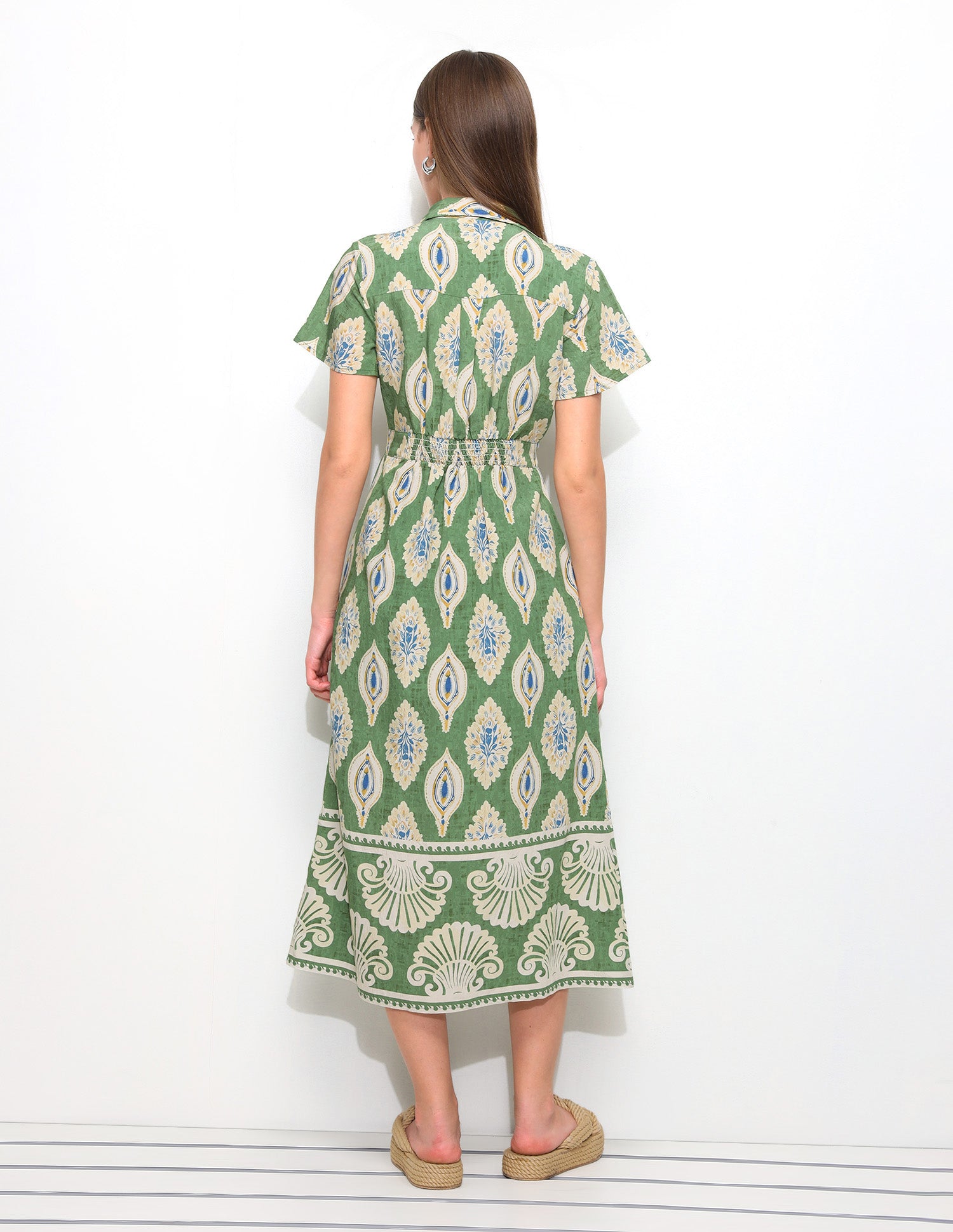 Printed Midi Wrap Dress Green - U.S. Polo Assn. India | Large