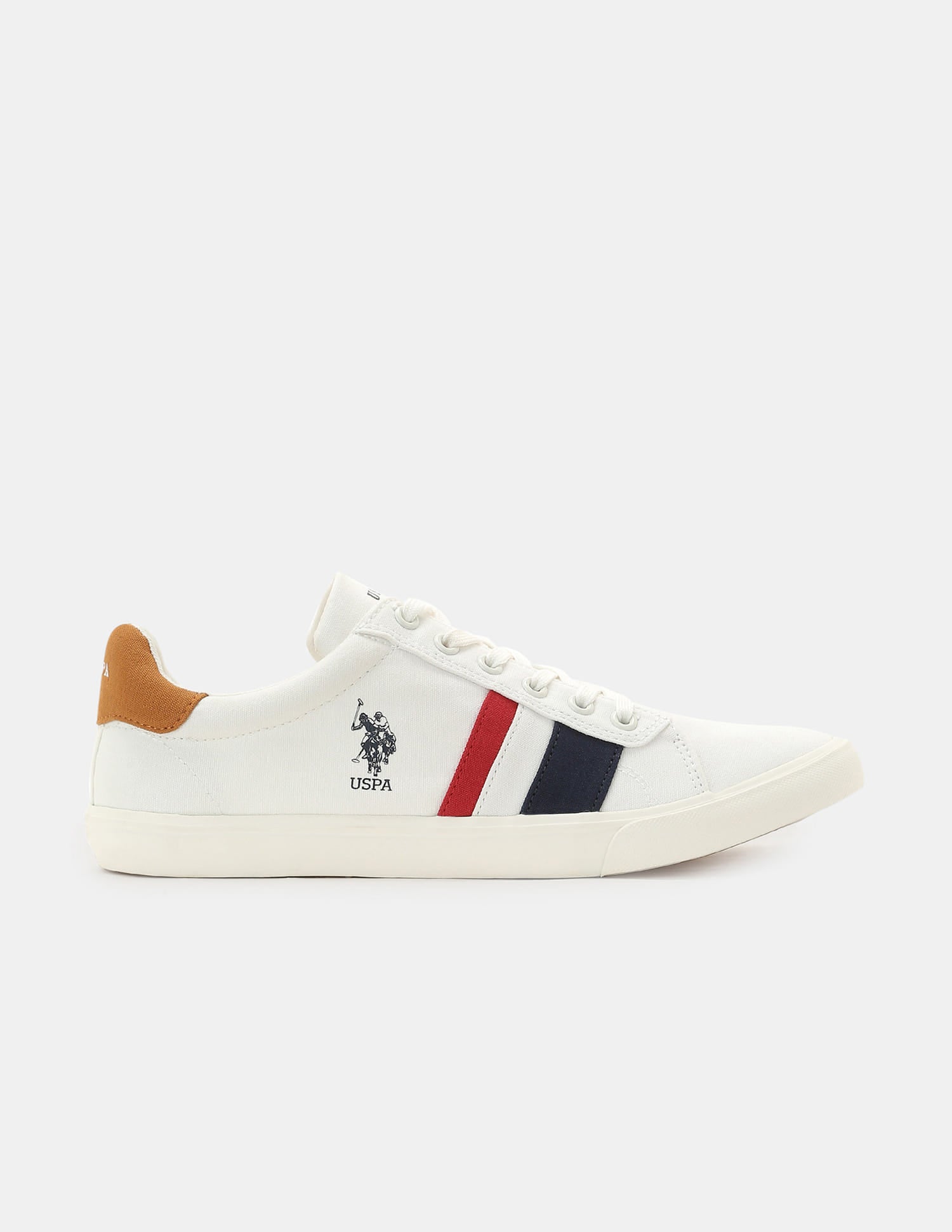 Men Striped Round Toe Abor 5.0 Sneakers Off White - U.S. Polo Assn. India | Large