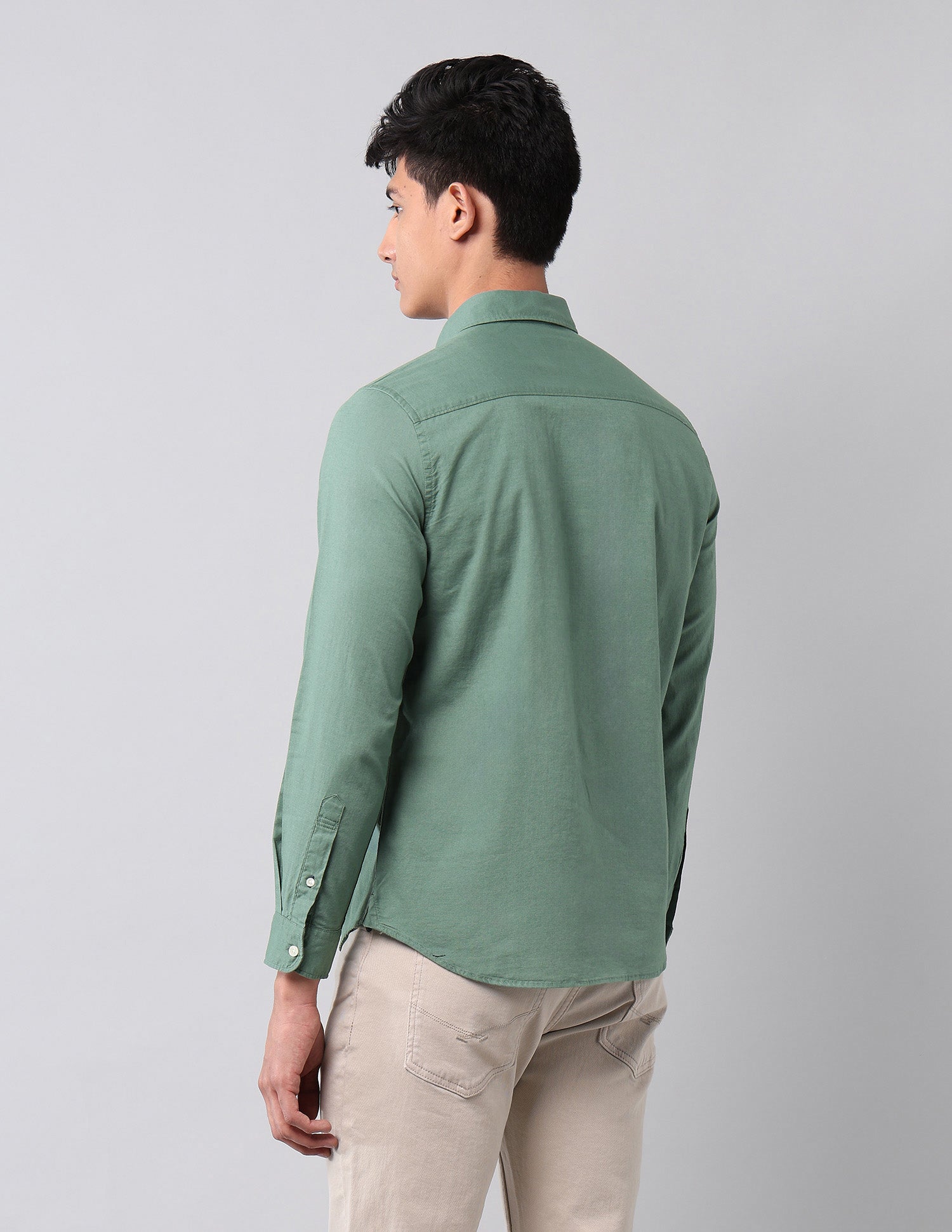 Solid Pure Cotton Shirt Light Green - U.S. Polo Assn. India | Large