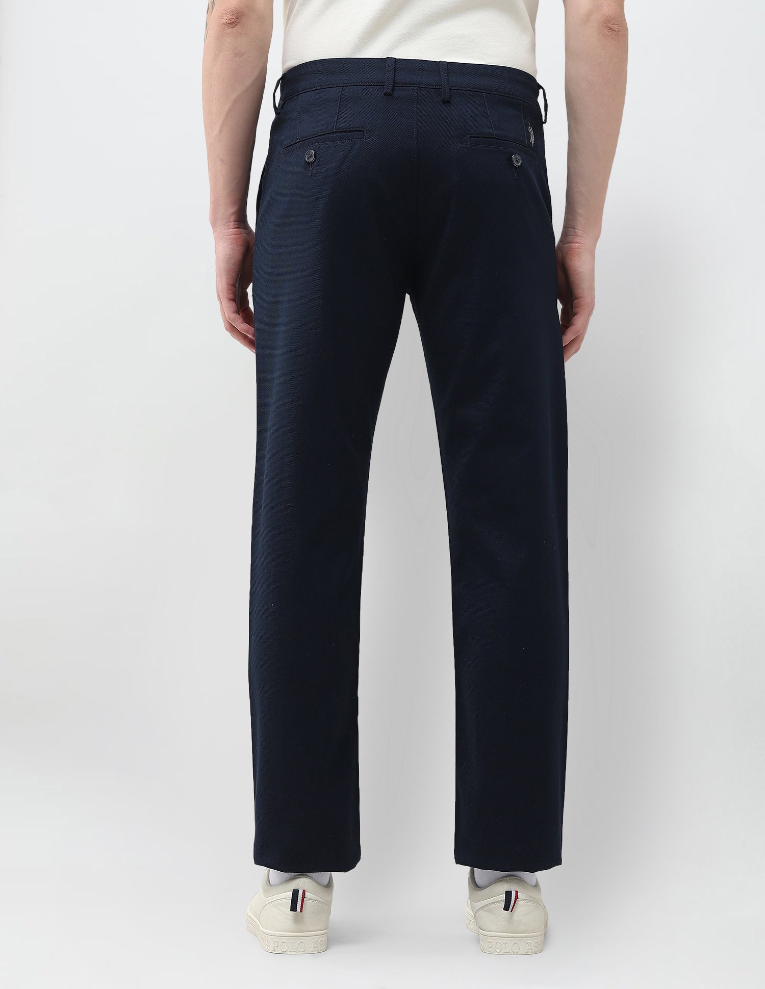 Riley Straight Fit Satin Trousers Navy - U.S. Polo Assn. India | Large