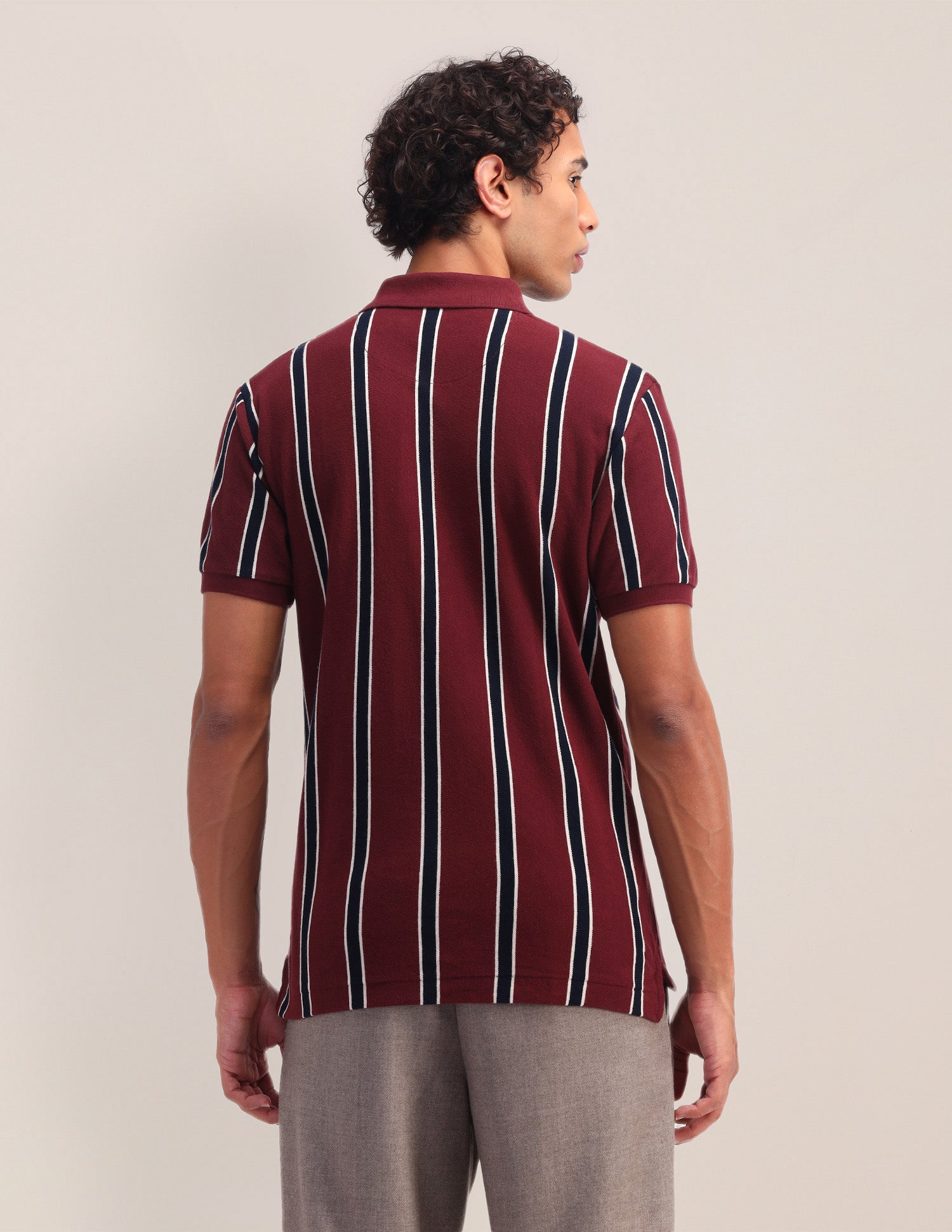 Vertical Striped Slim Fit Polo Shirt Maroon - U.S. Polo Assn. India | Large