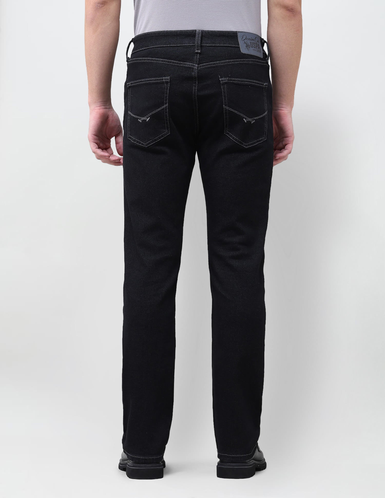 Solid Slim Straight Fit Jeans Grey - U.S. Polo Assn. India | Large