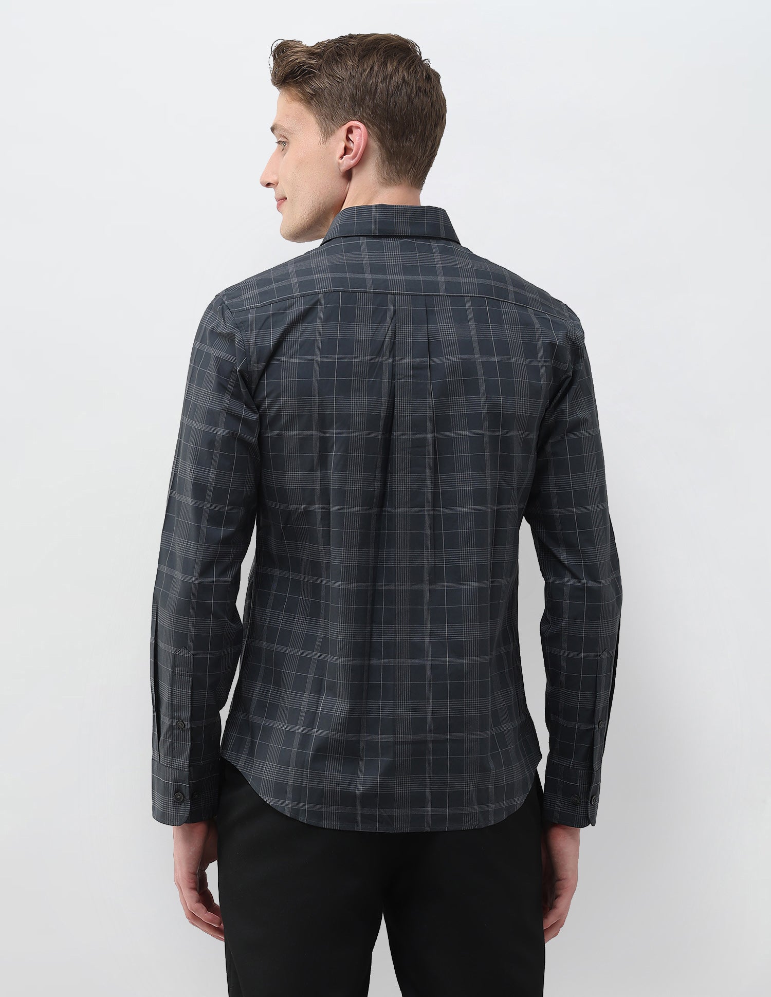 Tartan Checked Tailored Fit Shirt Dark Grey - U.S. Polo Assn. India | Large