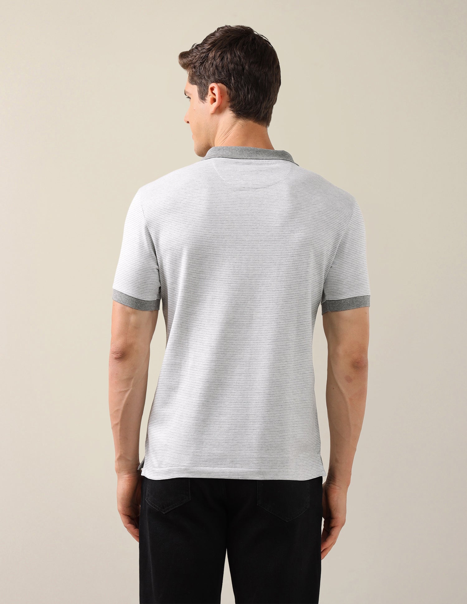 Textured Slim Fit Polo Shirt Light Grey - U.S. Polo Assn. India | Large