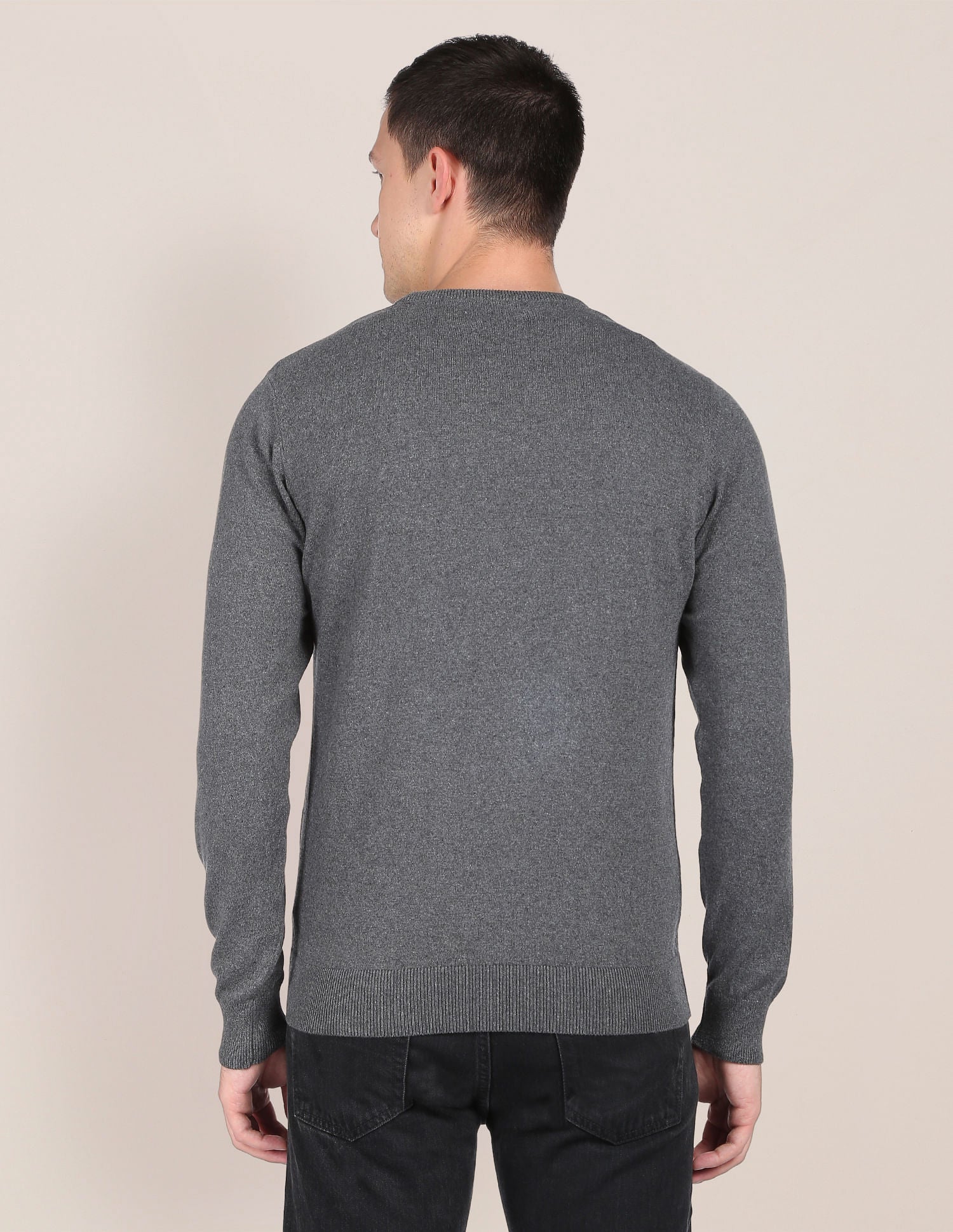 Crew Neck Heathered Sweater Grey - U.S. POLO ASSN. | Large