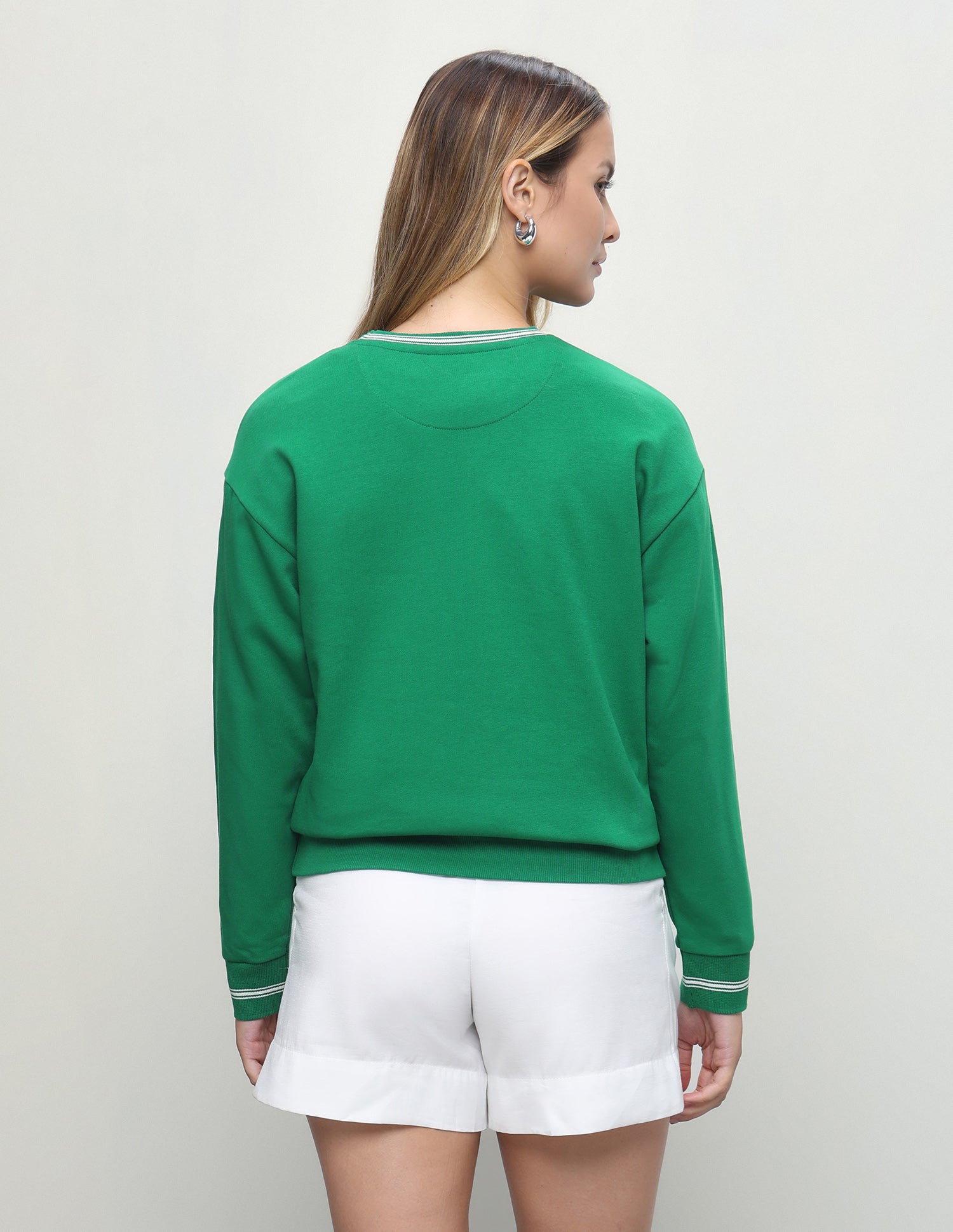 Solid Relaxed Fit Sweatshirt Green - U.S. Polo Assn. India | Large