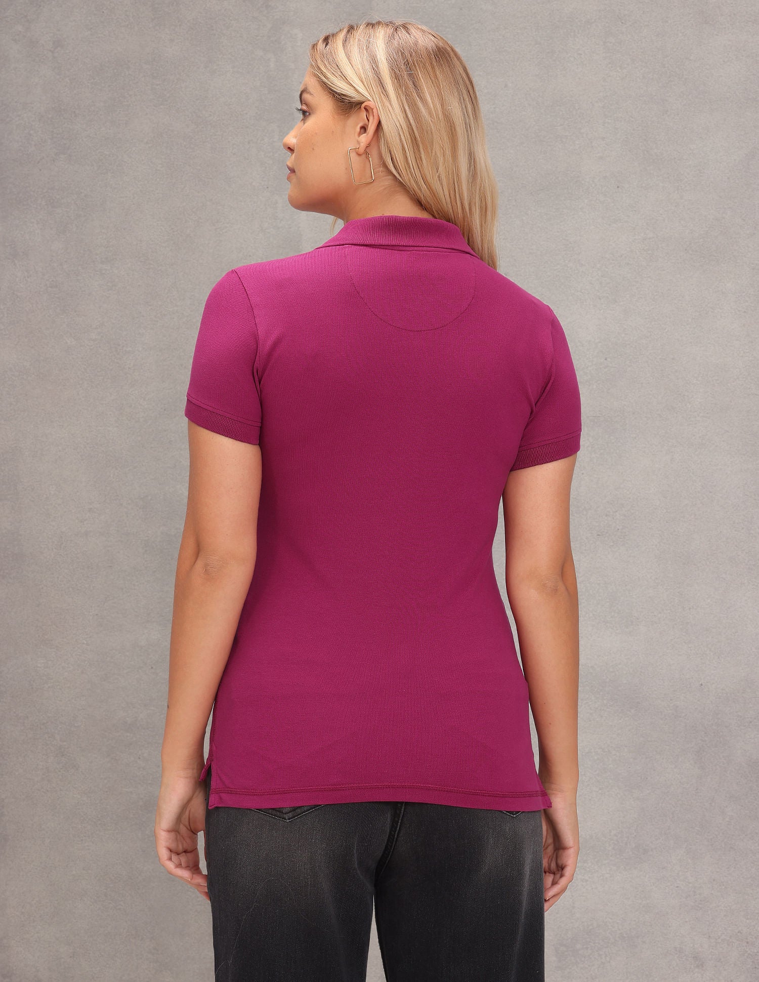 Brand Logo Solid Pique Polo Shirt Fuchsia - U.S. POLO ASSN. | Large