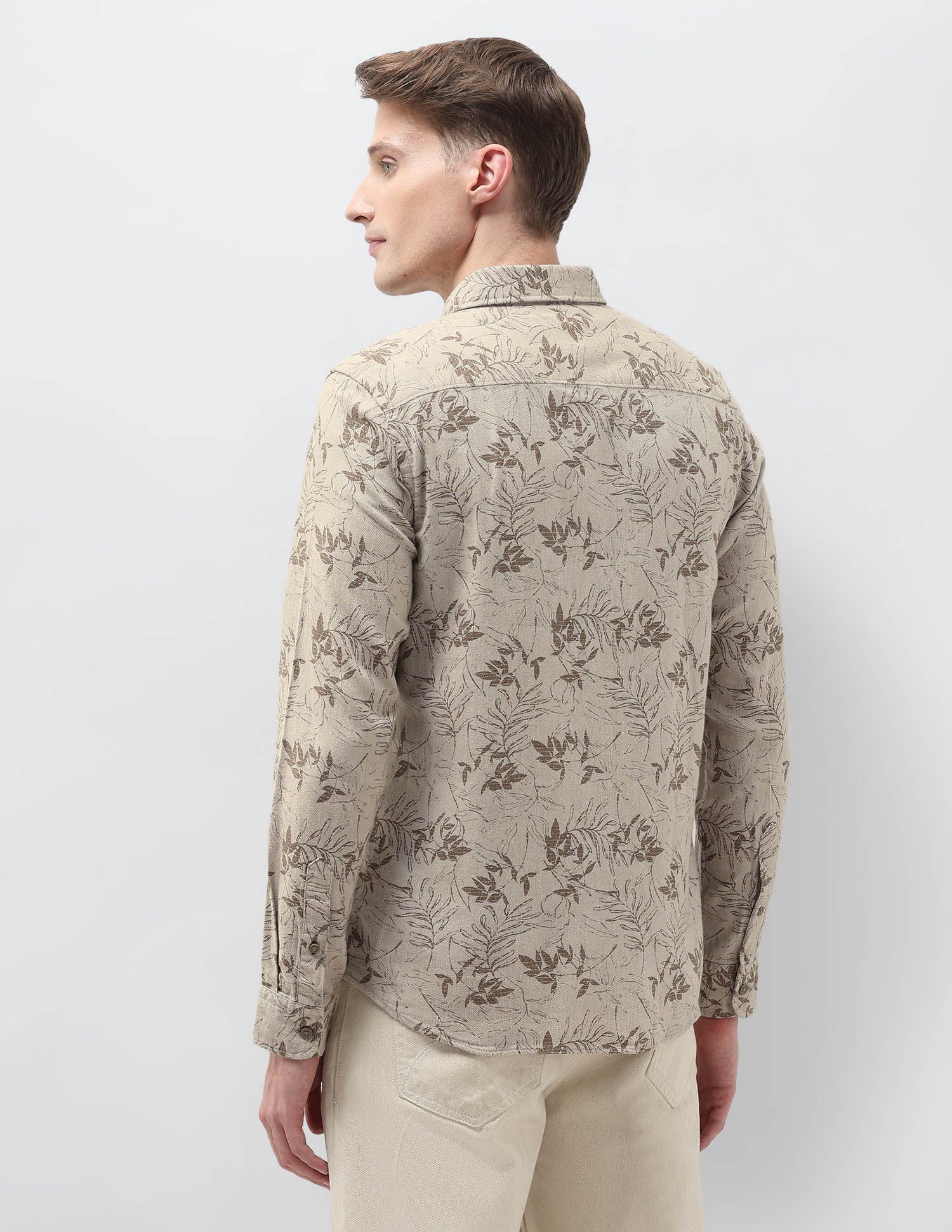 Tropical Printed Regular Fit Shirt Light Khaki - U.S. Polo Assn. India | Large