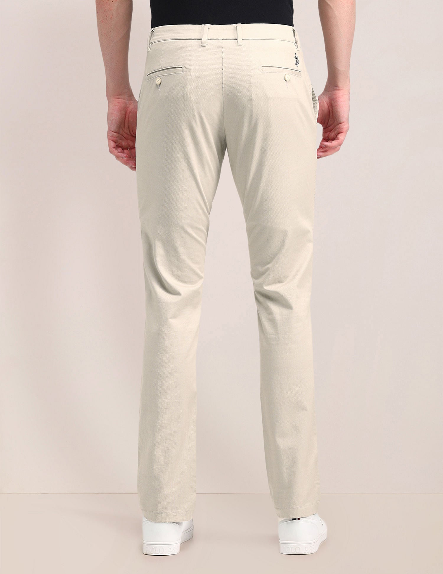 Mid Rise Slim Fit Trousers Beige - U.S. POLO ASSN. | Large