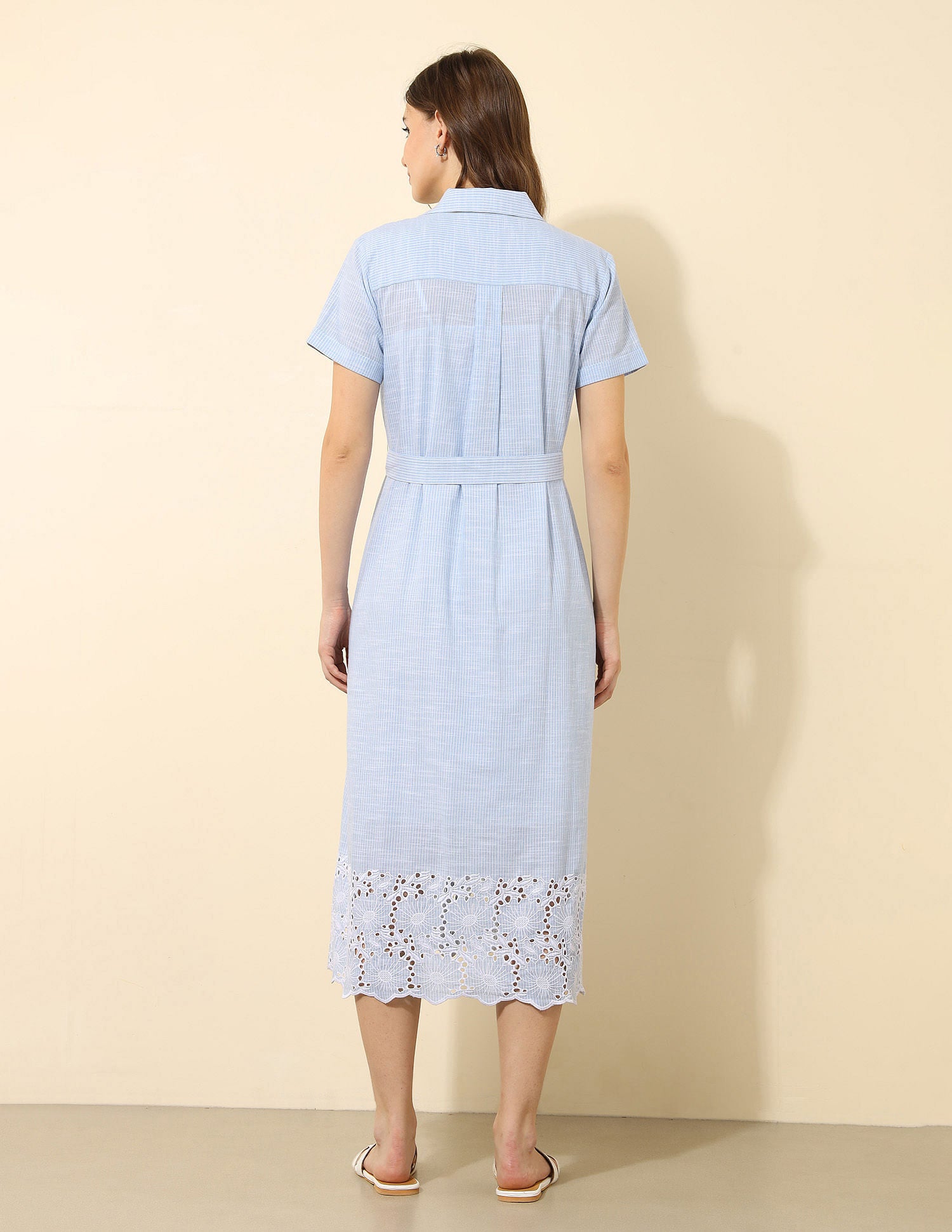 Schiffli Midi Shirt Dress Light Blue - U.S. Polo Assn. India | Large