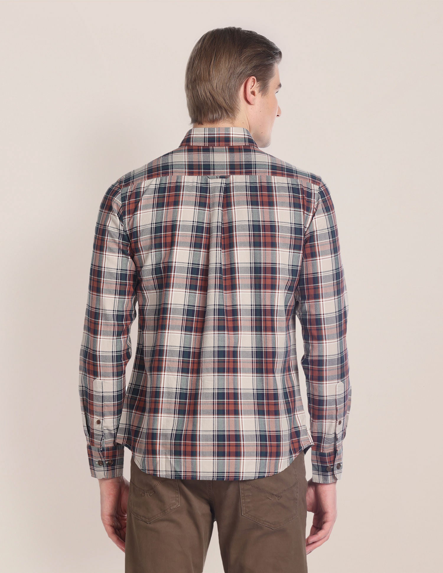 Tartan Check Cotton Shirt Khaki - U.S. Polo Assn. India | Large