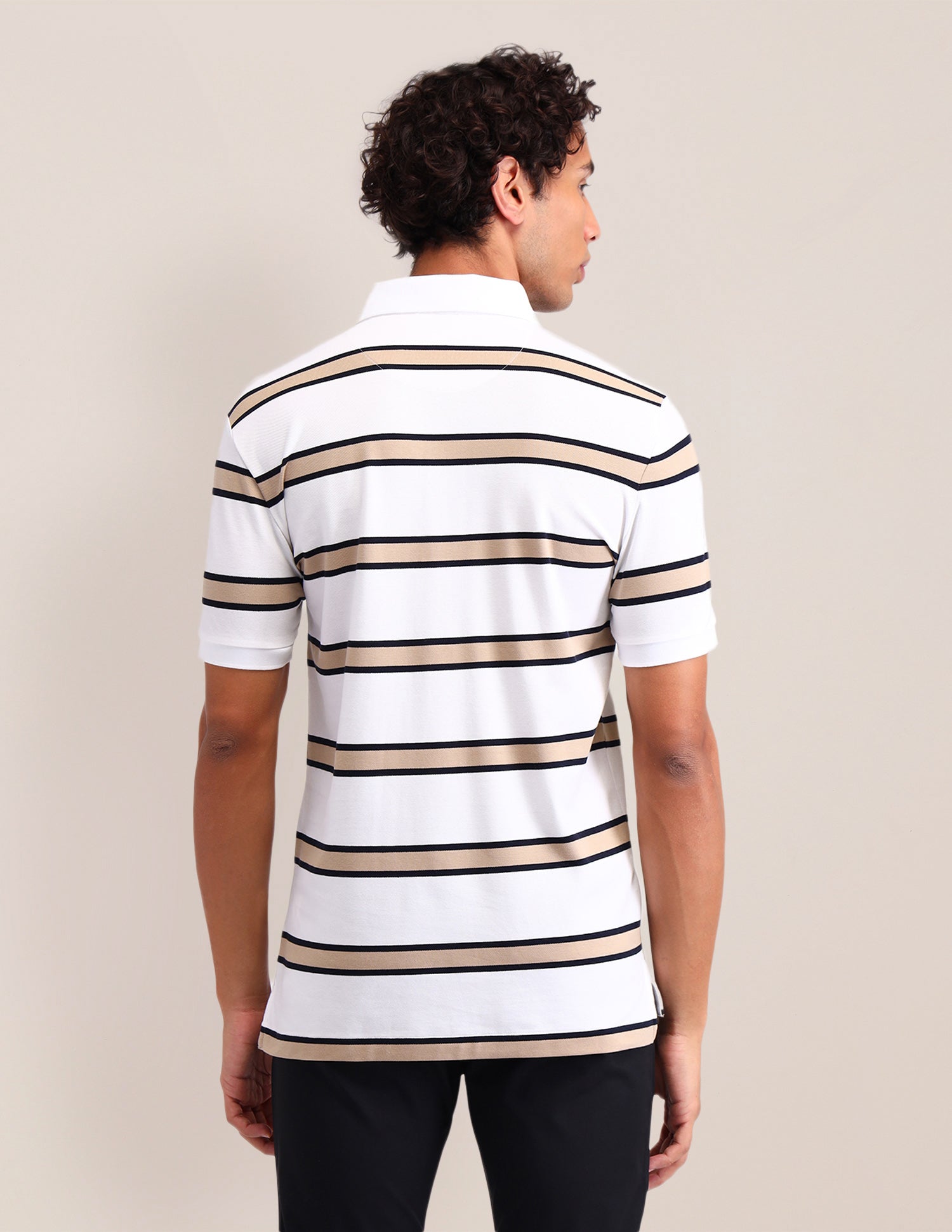 Horizontal Striped Slim Fit Polo Shirt White - U.S. Polo Assn. India | Large