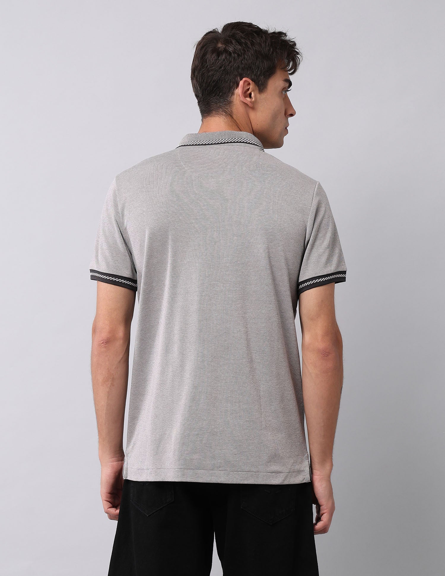 Textured Slim Fit Polo Shirt Dark Grey - U.S. POLO ASSN. | Large