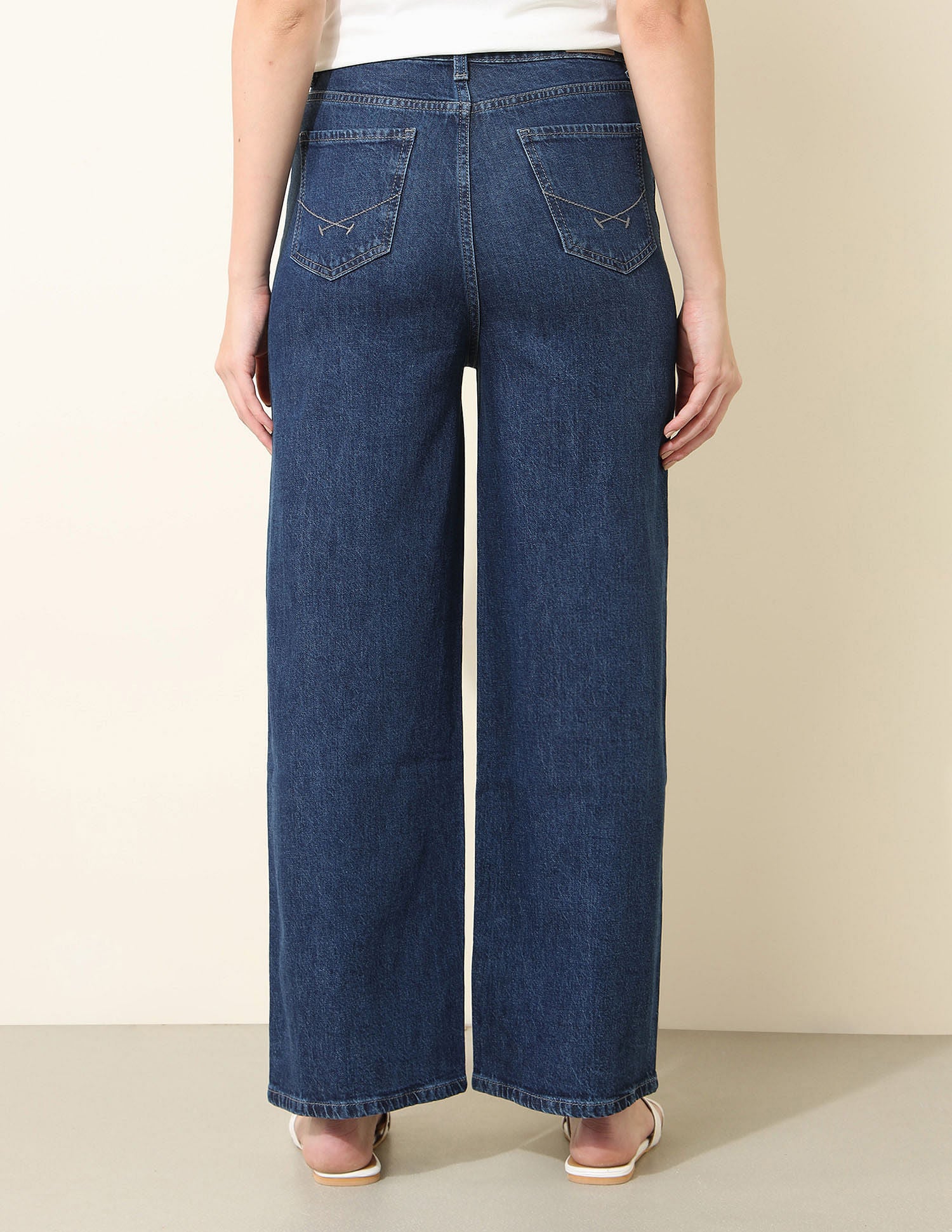 High Rise Wide Leg Comfort Stretch Jeans Dark Blue - U.S. Polo Assn. India | Large