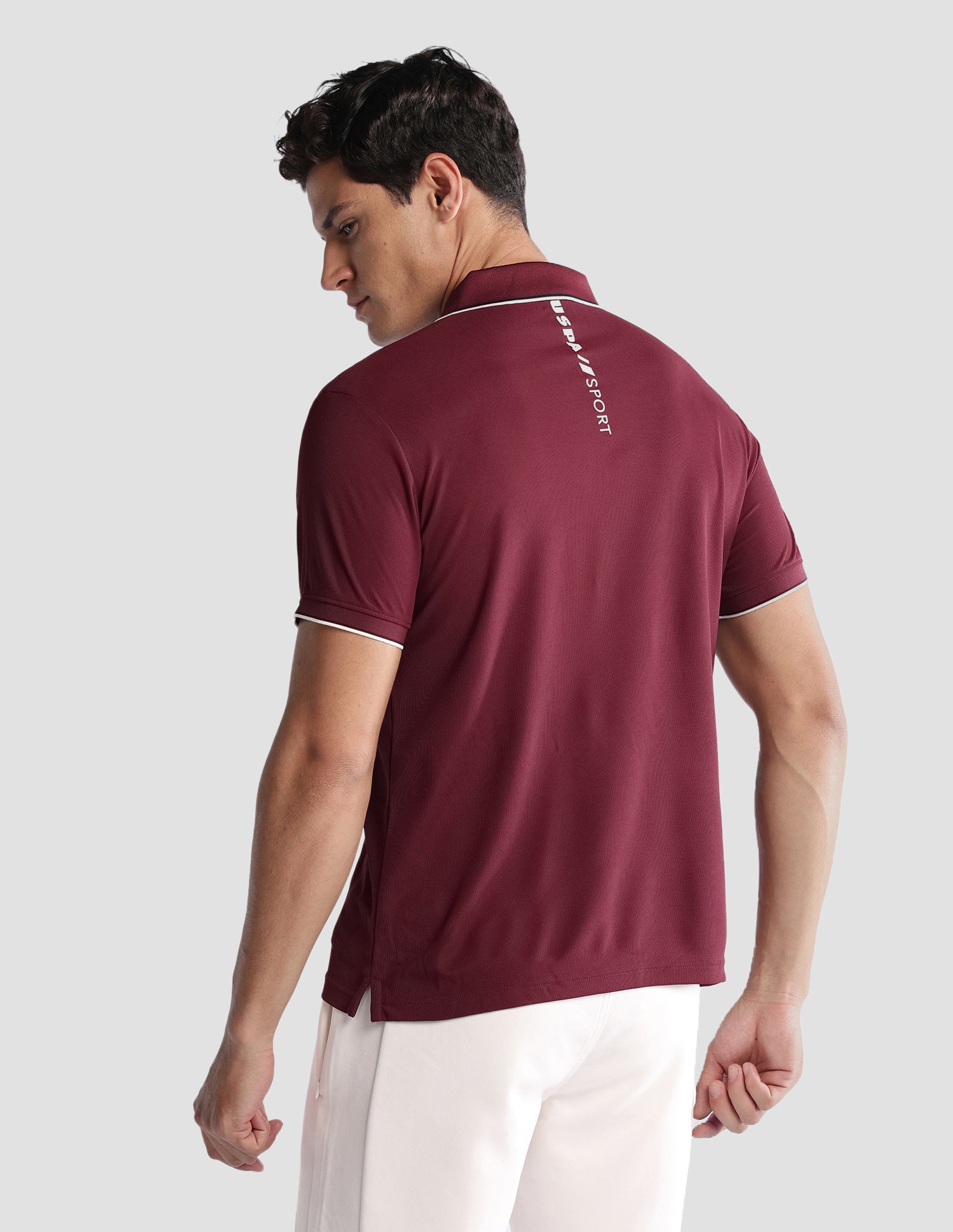 Solid Regular Fit Active Polo Shirt Maroon - U.S. Polo Assn. India | Large
