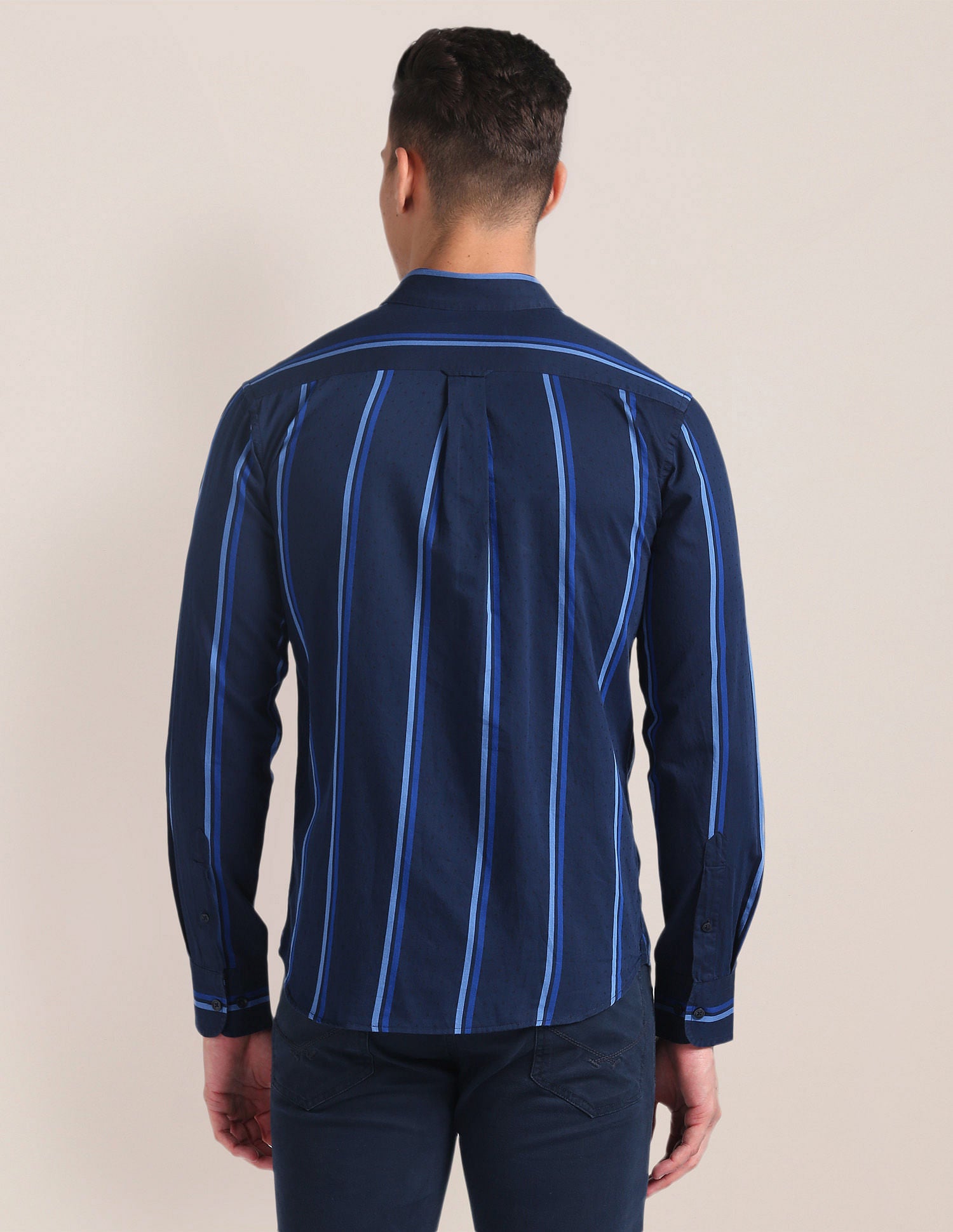 Premium Cotton Vertical Stripe Shirt Navy - U.S. Polo Assn. India | Large