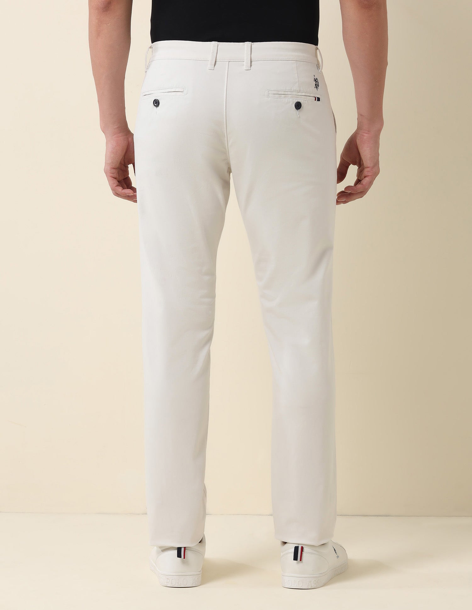 Denver Slim Fit Satin Trousers Ecru - U.S. POLO ASSN. | Large